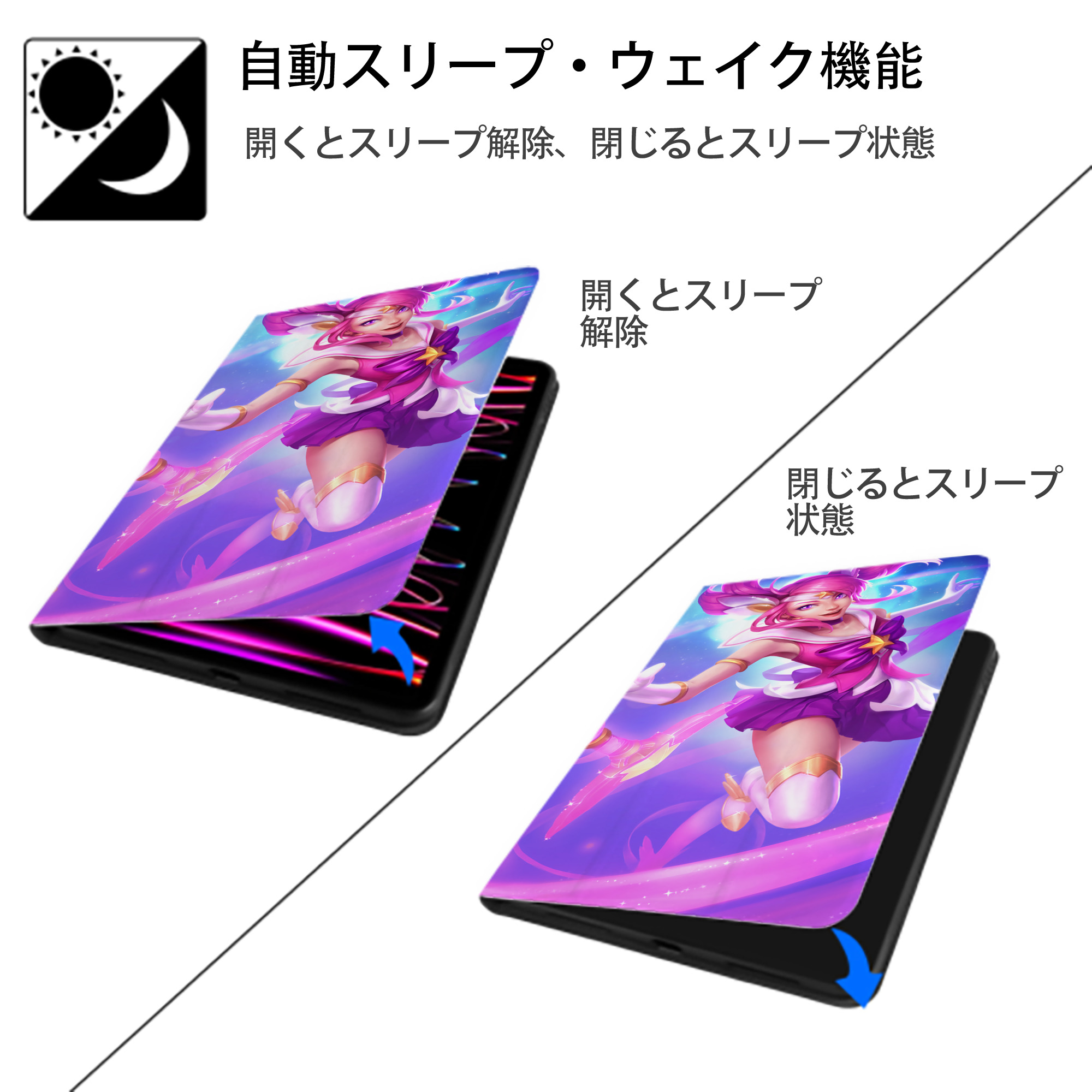 リーグ・オブ・レジェンド League of Legends LOL IPad ケース ブック型 PUレザー TPU 耐衝撃 軽量 薄型 ペン収納なし 全面保護 IPad 各モデル対応