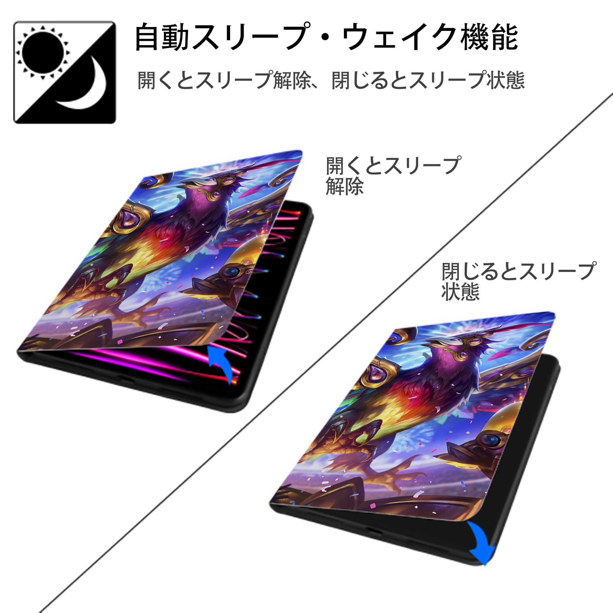 リーグ・オブ・レジェンド League of Legends LOL IPad ケース ブック型 PUレザー TPU 耐衝撃 軽量 薄型 ペン収納なし 全面保護 IPad 各モデル対応