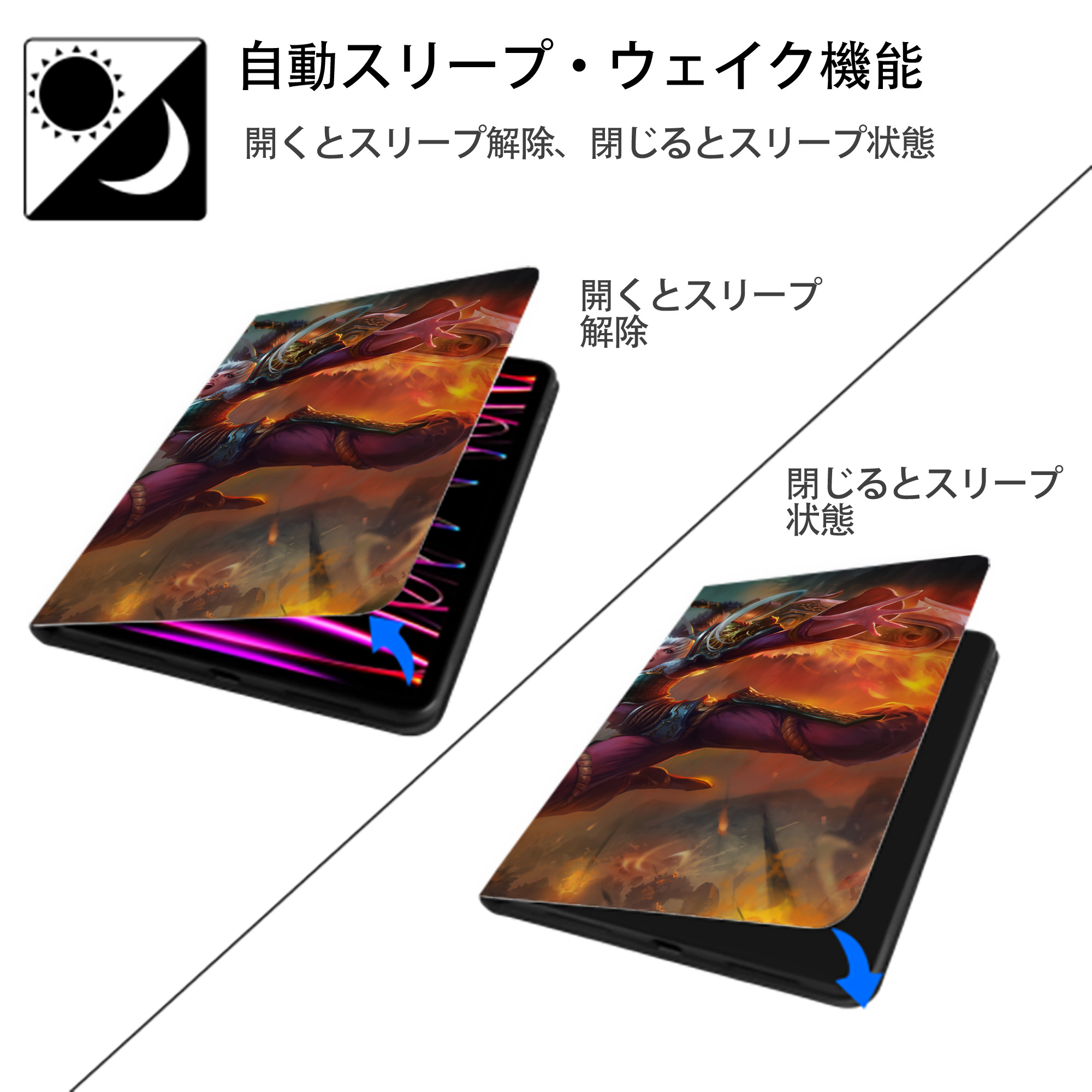リーグ・オブ・レジェンド League of Legends LOL IPad ケース ブック型 PUレザー TPU 耐衝撃 軽量 薄型 ペン収納なし 全面保護 IPad 各モデル対応