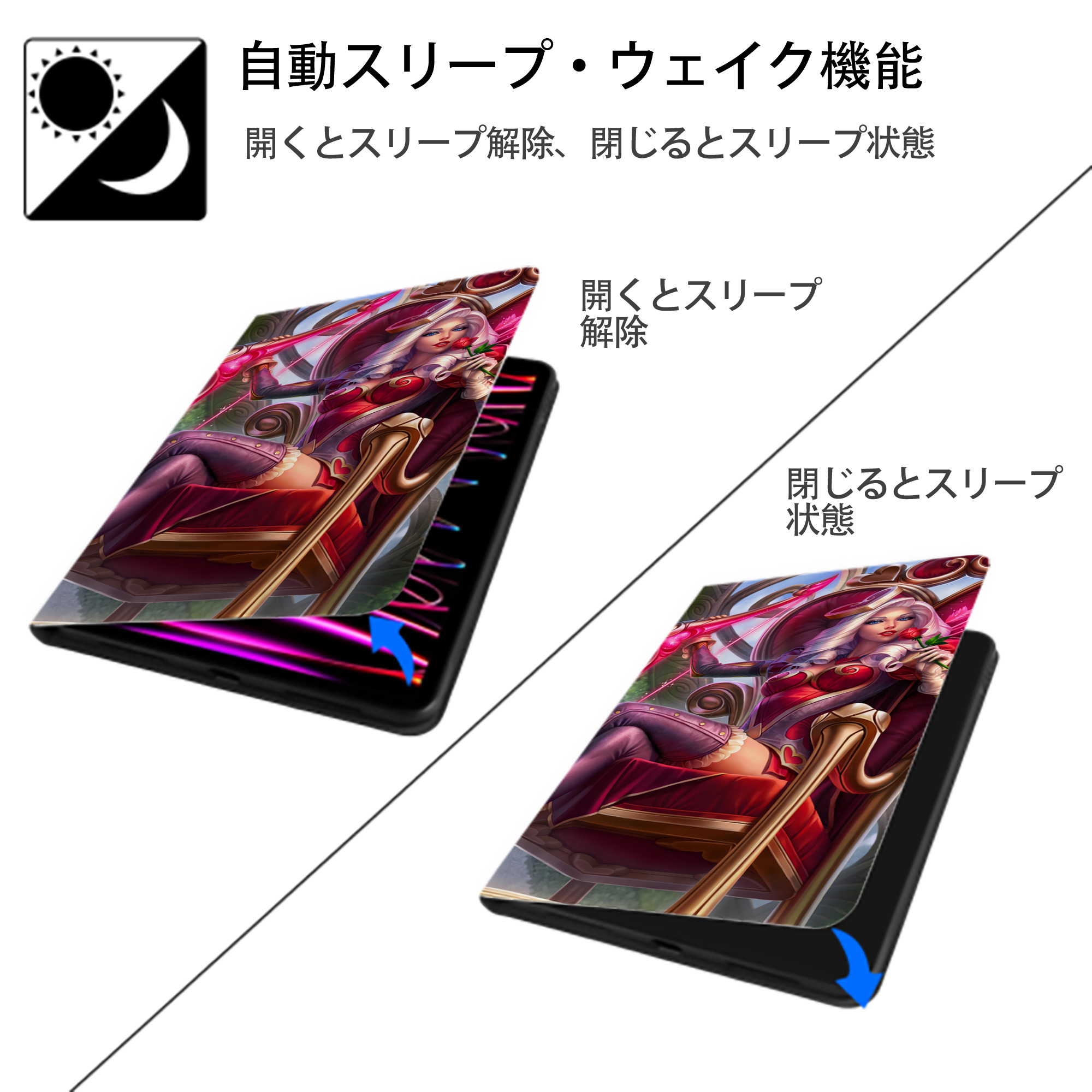 リーグ・オブ・レジェンド League of Legends LOL IPad ケース ブック型 PUレザー TPU 耐衝撃 軽量 薄型 ペン収納なし 全面保護 IPad 各モデル対応