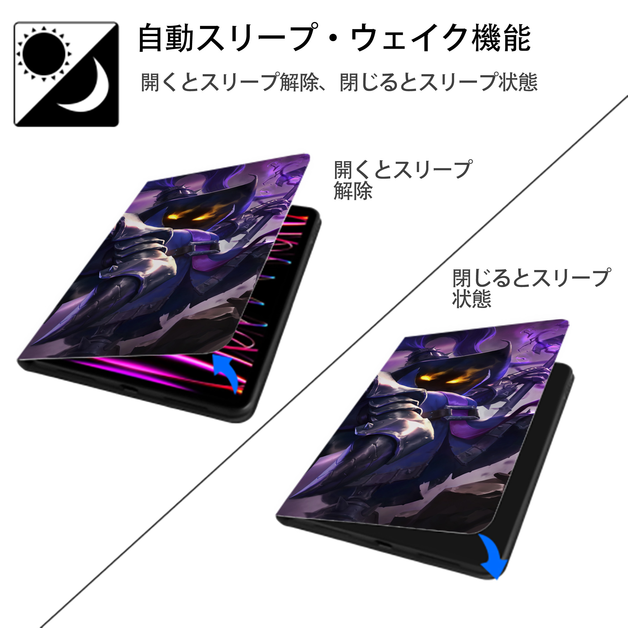 リーグ・オブ・レジェンド League of Legends LOL IPad ケース ブック型 PUレザー TPU 耐衝撃 軽量 薄型 ペン収納なし 全面保護 IPad 各モデル対応