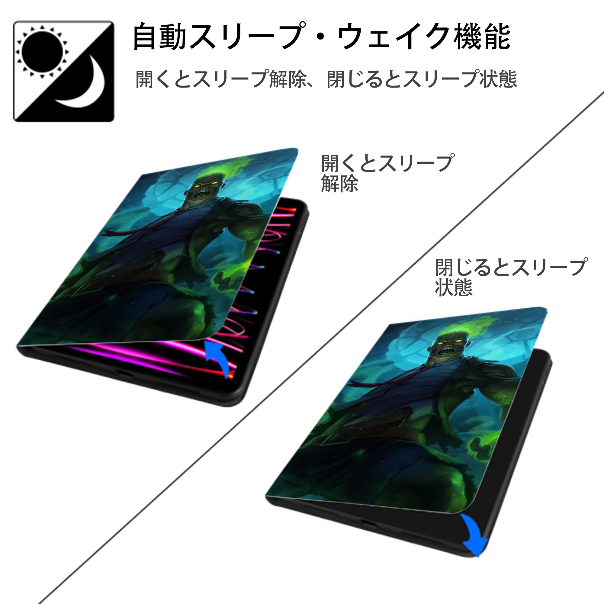 リーグ・オブ・レジェンド League of Legends LOL IPad ケース ブック型 PUレザー TPU 耐衝撃 軽量 薄型 ペン収納なし 全面保護 IPad 各モデル対応