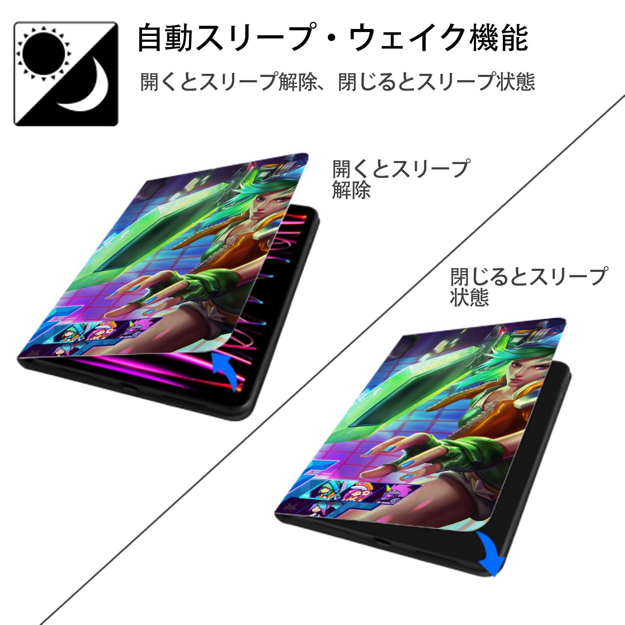 リーグ・オブ・レジェンド League of Legends LOL IPad ケース ブック型 PUレザー TPU 耐衝撃 軽量 薄型 ペン収納なし 全面保護 IPad 各モデル対応