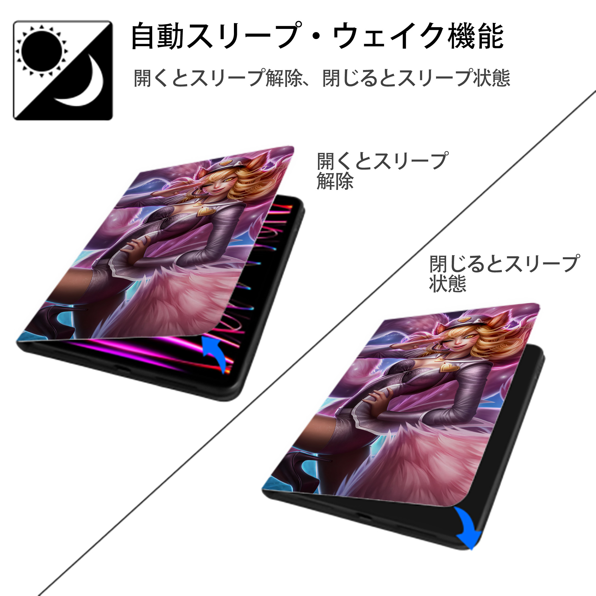 リーグ・オブ・レジェンド League of Legends LOL IPad ケース ブック型 PUレザー TPU 耐衝撃 軽量 薄型 ペン収納なし 全面保護 IPad 各モデル対応