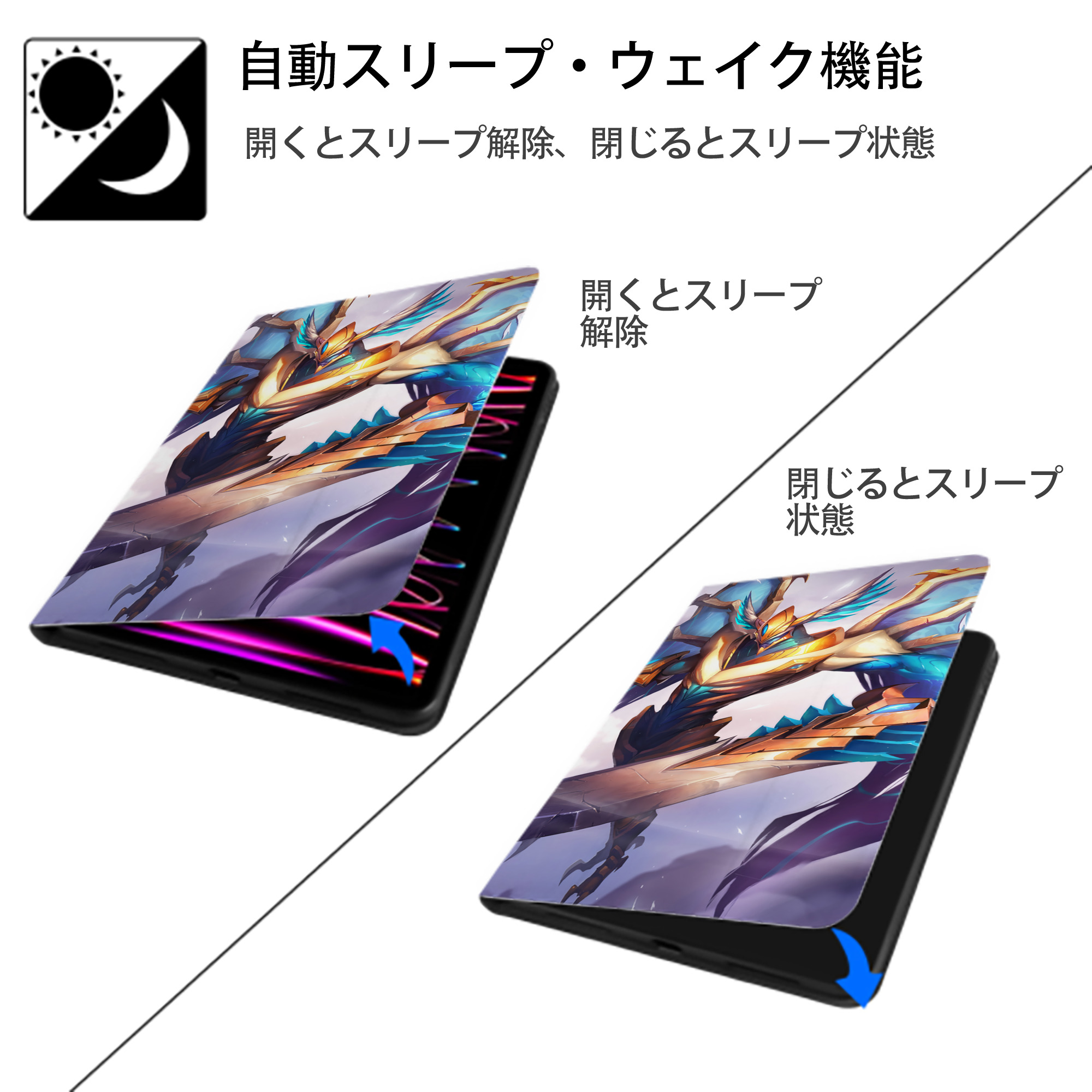 リーグ・オブ・レジェンド League of Legends LOL IPad ケース ブック型 PUレザー TPU 耐衝撃 軽量 薄型 ペン収納なし 全面保護 IPad 各モデル対応