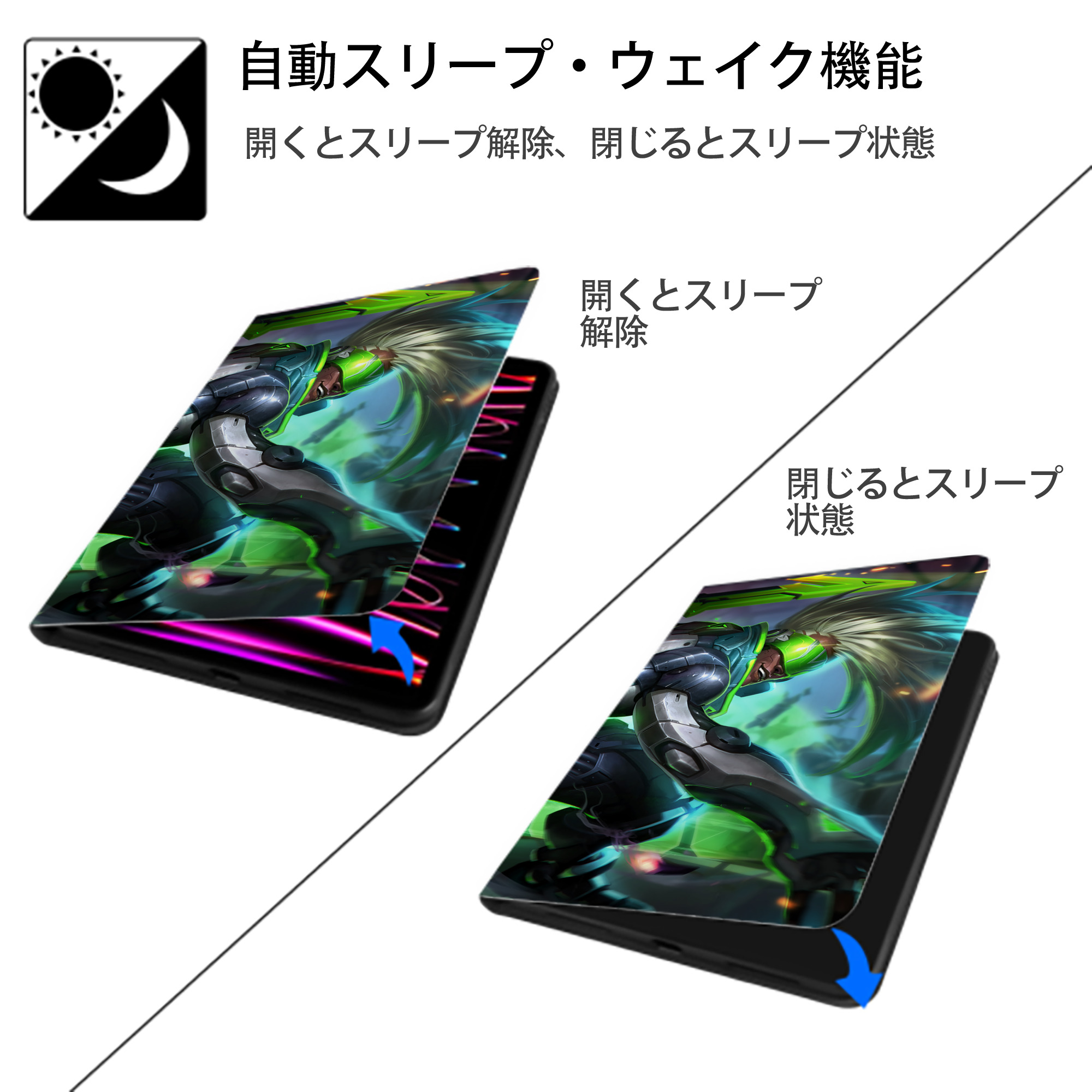 リーグ・オブ・レジェンド League of Legends LOL IPad ケース ブック型 PUレザー TPU 耐衝撃 軽量 薄型 ペン収納なし 全面保護 IPad 各モデル対応