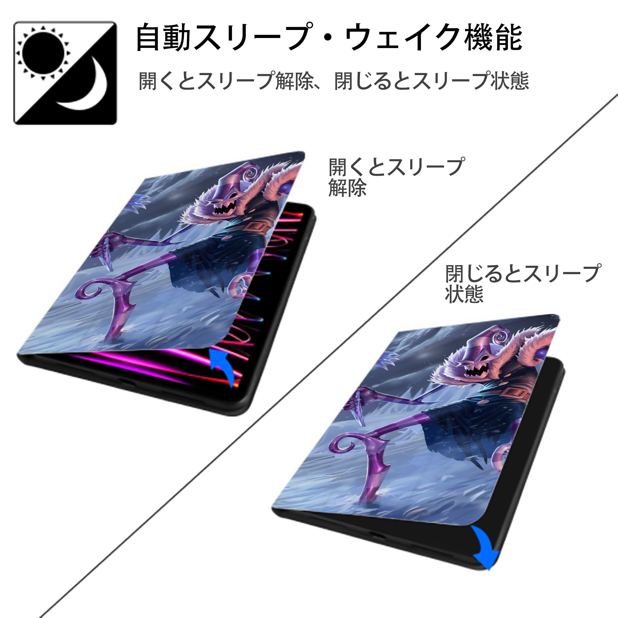 リーグ・オブ・レジェンド League of Legends LOL IPad ケース ブック型 PUレザー TPU 耐衝撃 軽量 薄型 ペン収納なし 全面保護 IPad 各モデル対応