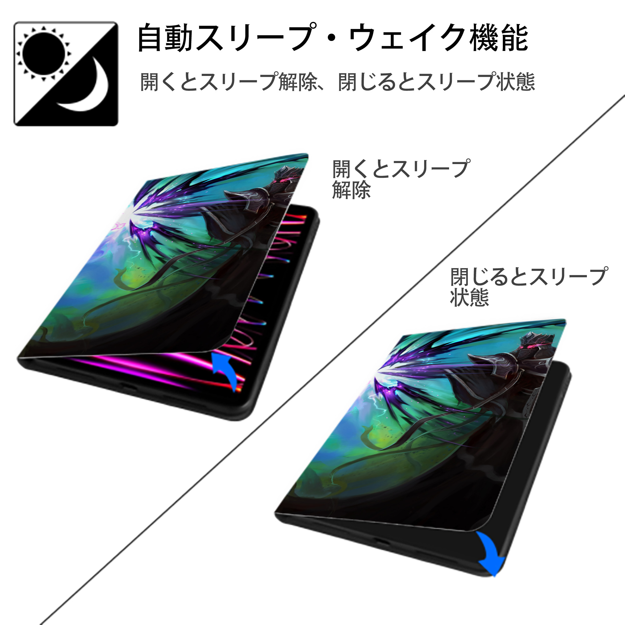リーグ・オブ・レジェンド League of Legends LOL IPad ケース ブック型 PUレザー TPU 耐衝撃 軽量 薄型 ペン収納なし 全面保護 IPad 各モデル対応