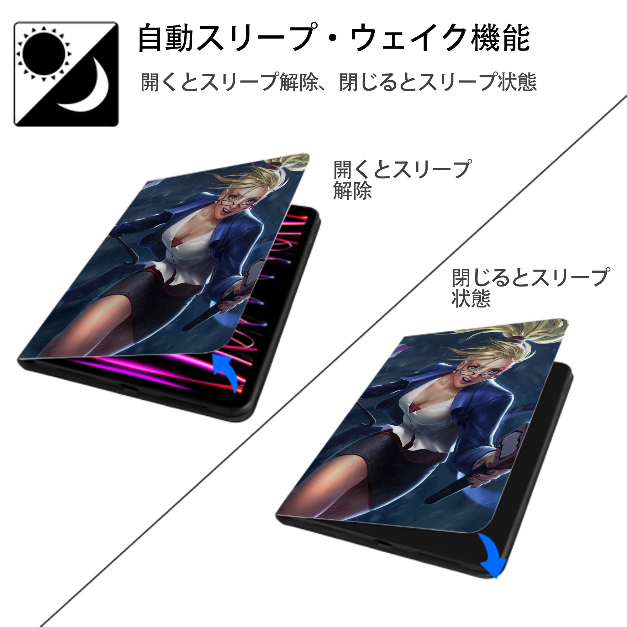 リーグ・オブ・レジェンド League of Legends LOL IPadケース ペンホルダー付き ブックスタイルデザイン
