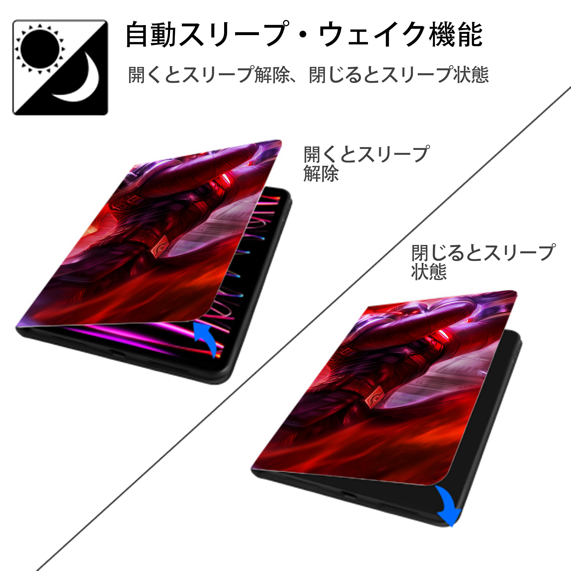 リーグ・オブ・レジェンド League of Legends LOL IPadケース ペンホルダー付き ブックスタイルデザイン