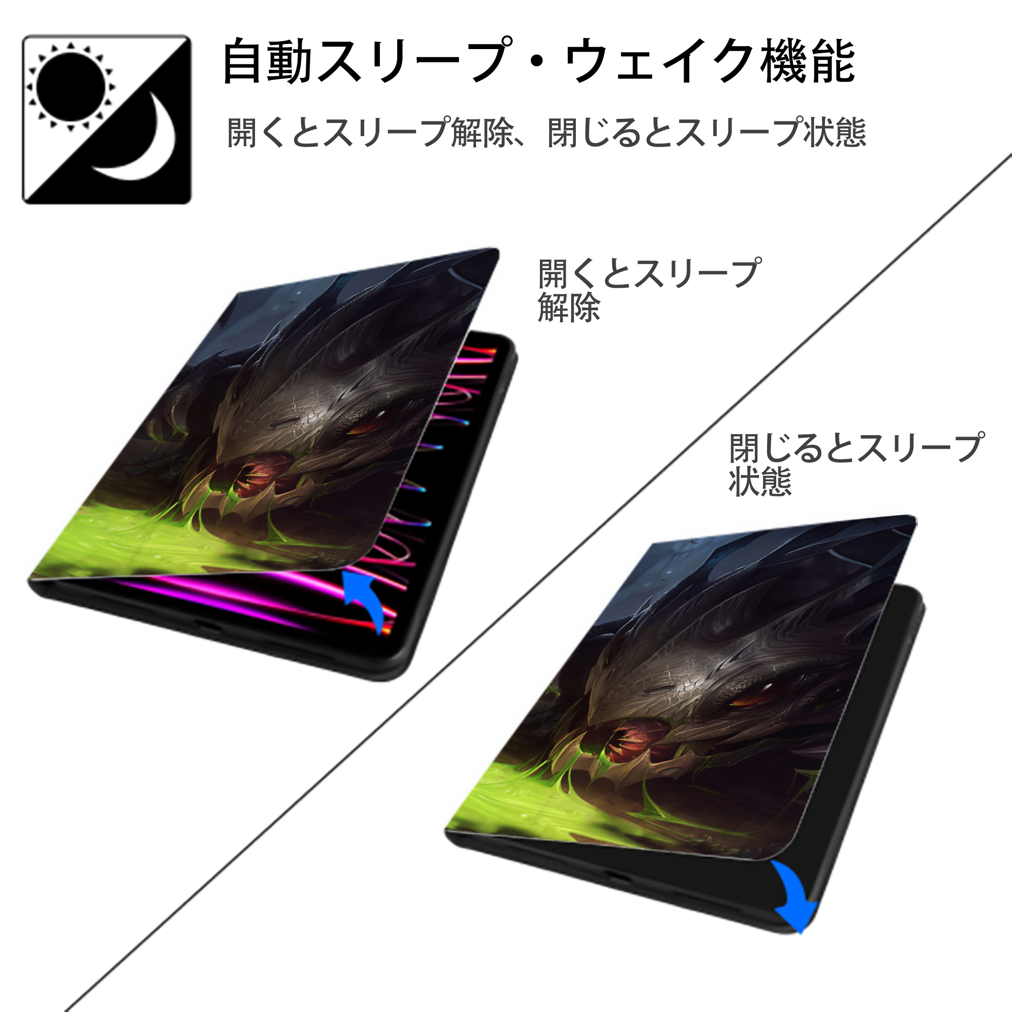 リーグ・オブ・レジェンド League of Legends LOL IPadケース ペンホルダー付き ブックスタイルデザイン
