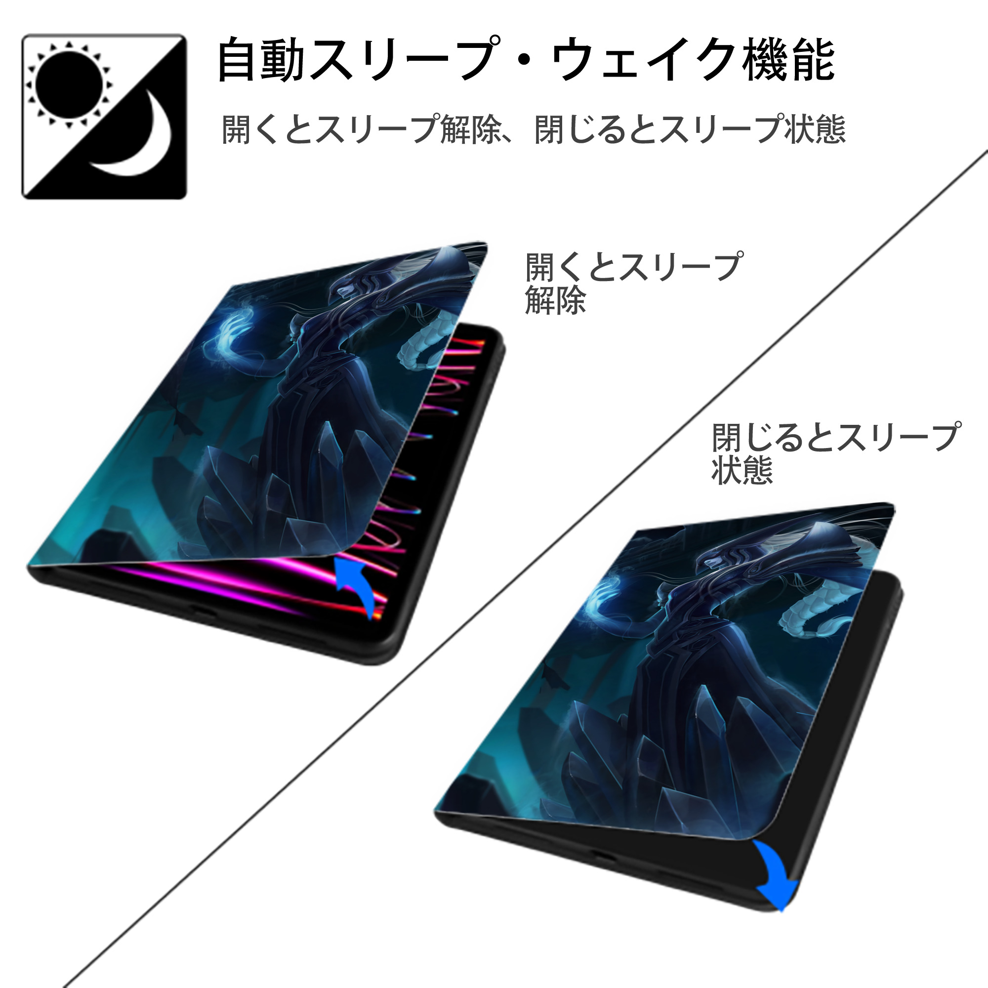 リーグ・オブ・レジェンド League of Legends LOL IPadケース ペンホルダー付き ブックスタイルデザイン