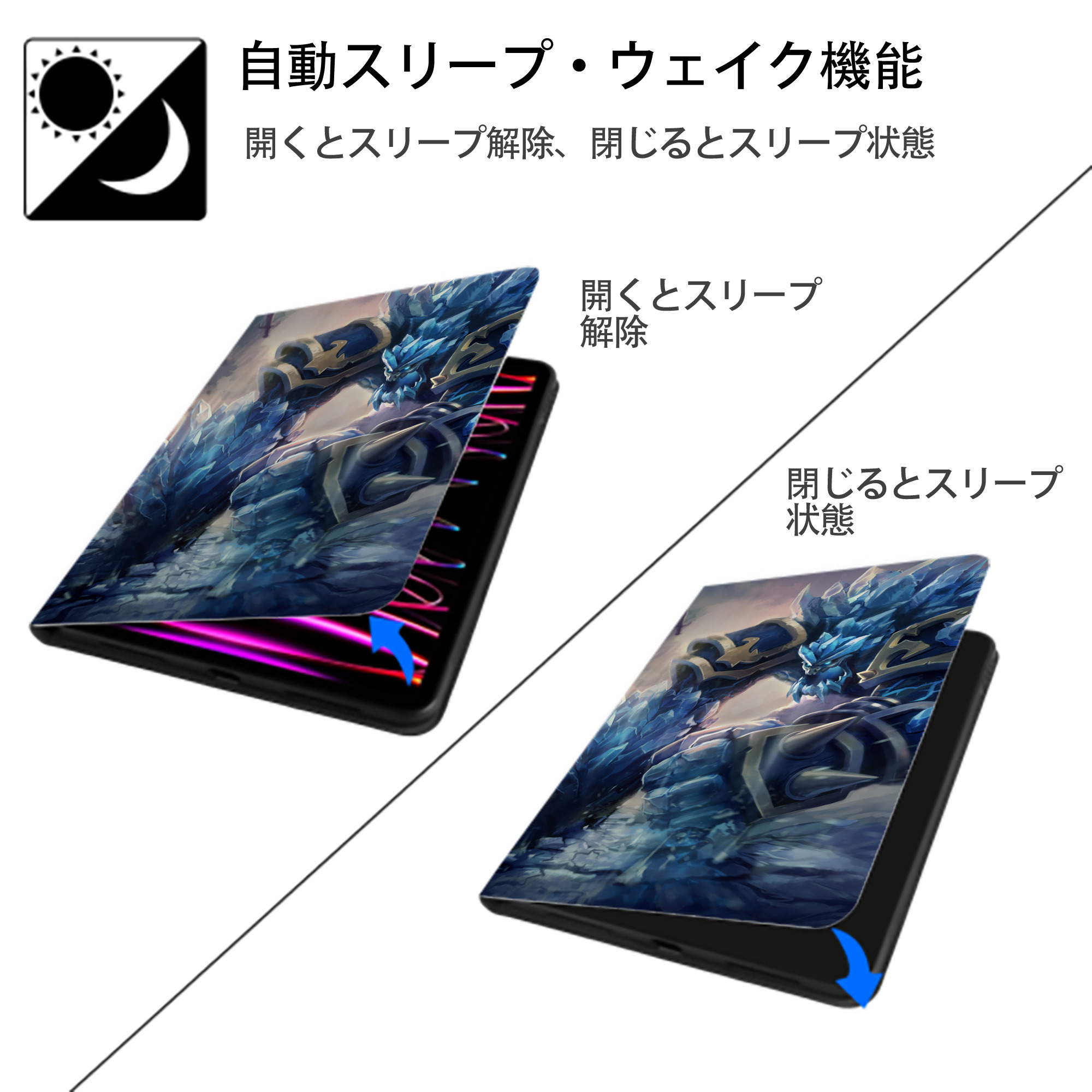 リーグ・オブ・レジェンド League of Legends LOL IPadケース ペンホルダー付き ブックスタイルデザイン