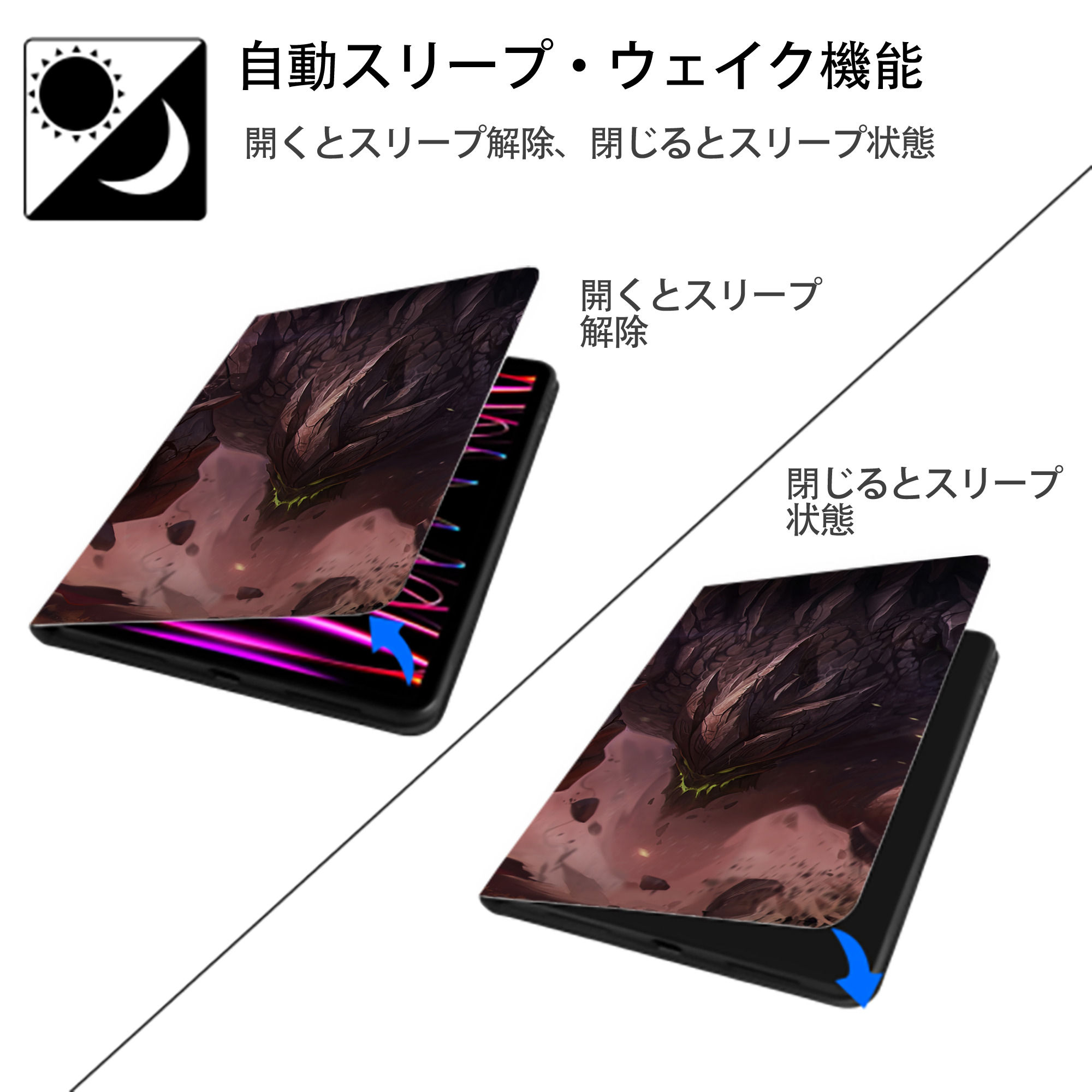 リーグ・オブ・レジェンド League of Legends LOL IPadケース ペンホルダー付き ブックスタイルデザイン