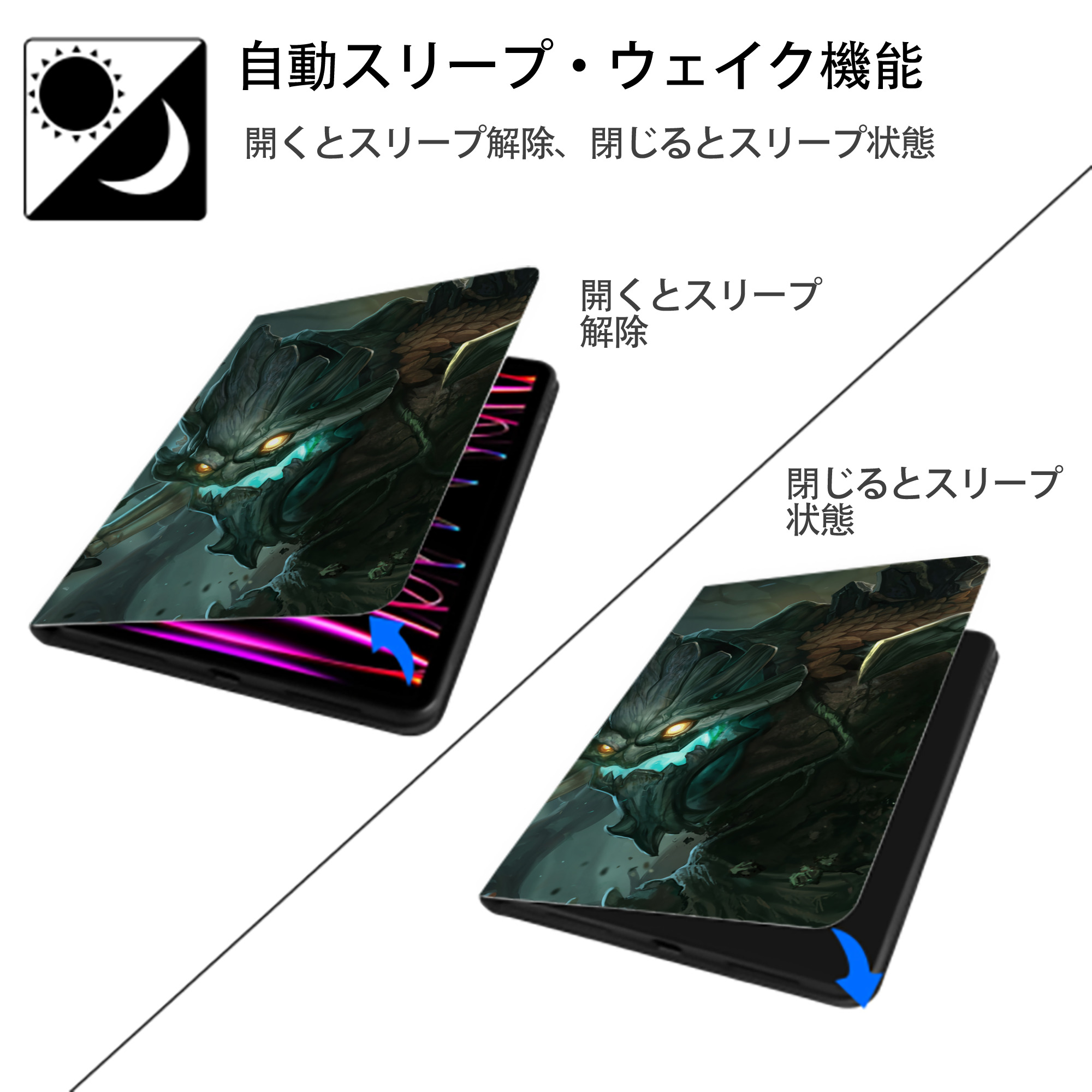 リーグ・オブ・レジェンド League of Legends LOL IPadケース ペンホルダー付き ブックスタイルデザイン