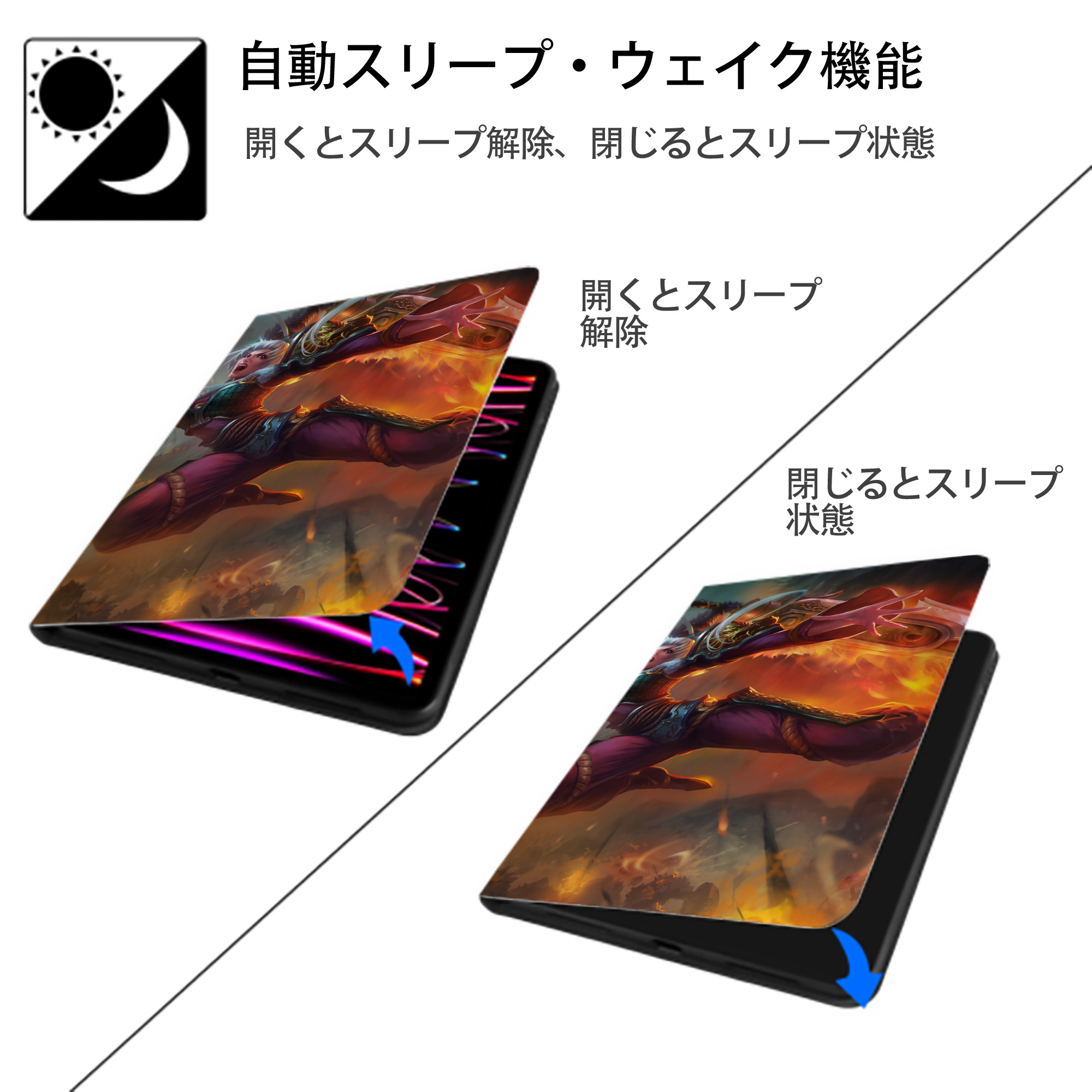 リーグ・オブ・レジェンド League of Legends LOL IPadケース ペンホルダー付き ブックスタイルデザイン