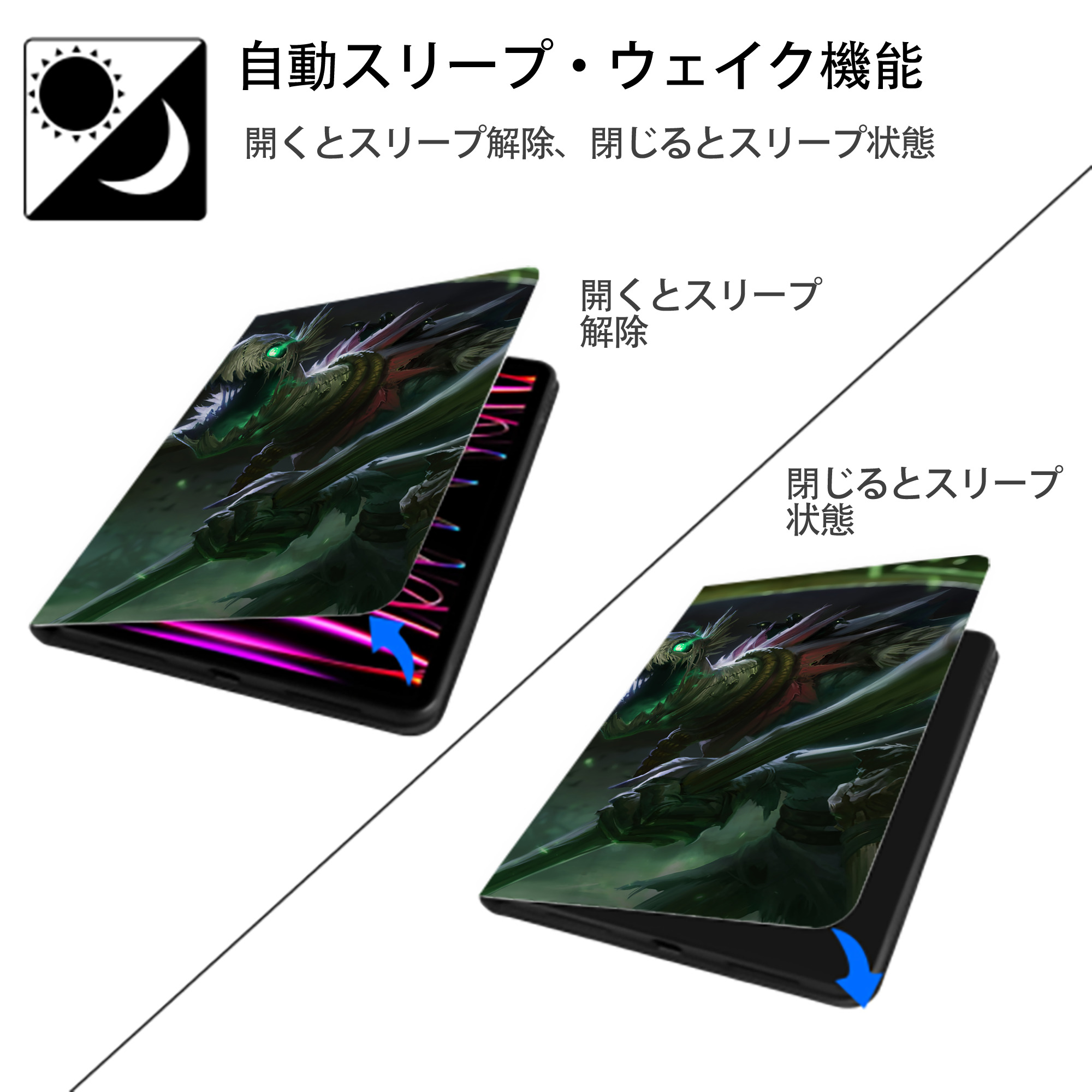 リーグ・オブ・レジェンド League of Legends LOL IPadケース ペンホルダー付き ブックスタイルデザイン