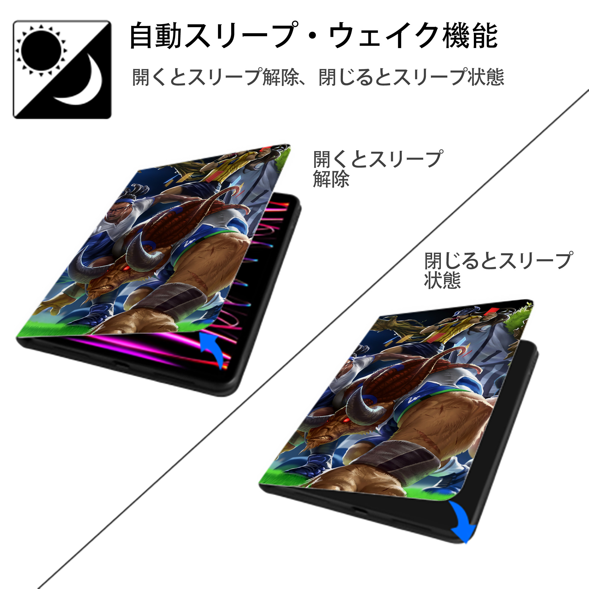 リーグ・オブ・レジェンド League of Legends LOL IPadケース ペンホルダー付き ブックスタイルデザイン