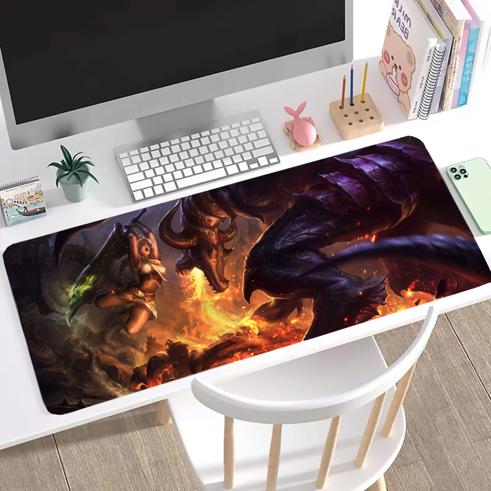 （画像用） リーグ・オブ・レジェンド League of Legends LOL ステッチ加工 大判デスクマット／滑り止めマウスパッド
