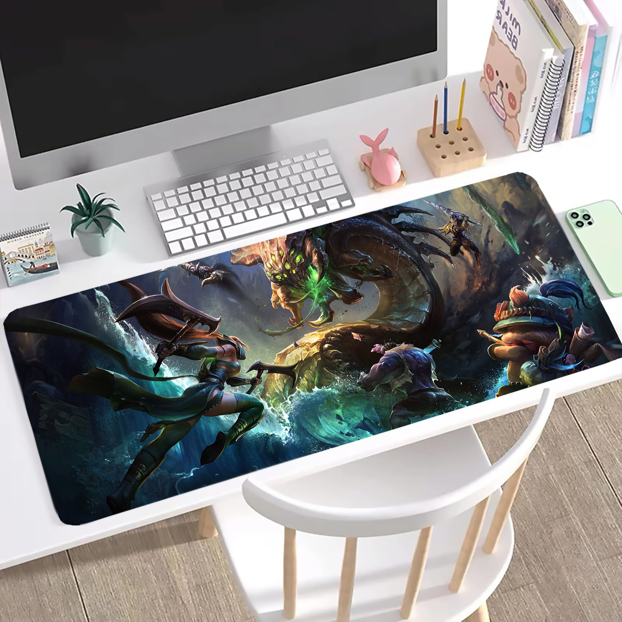 （画像用） リーグ・オブ・レジェンド League of Legends LOL ステッチ加工 大判デスクマット／滑り止めマウスパッド