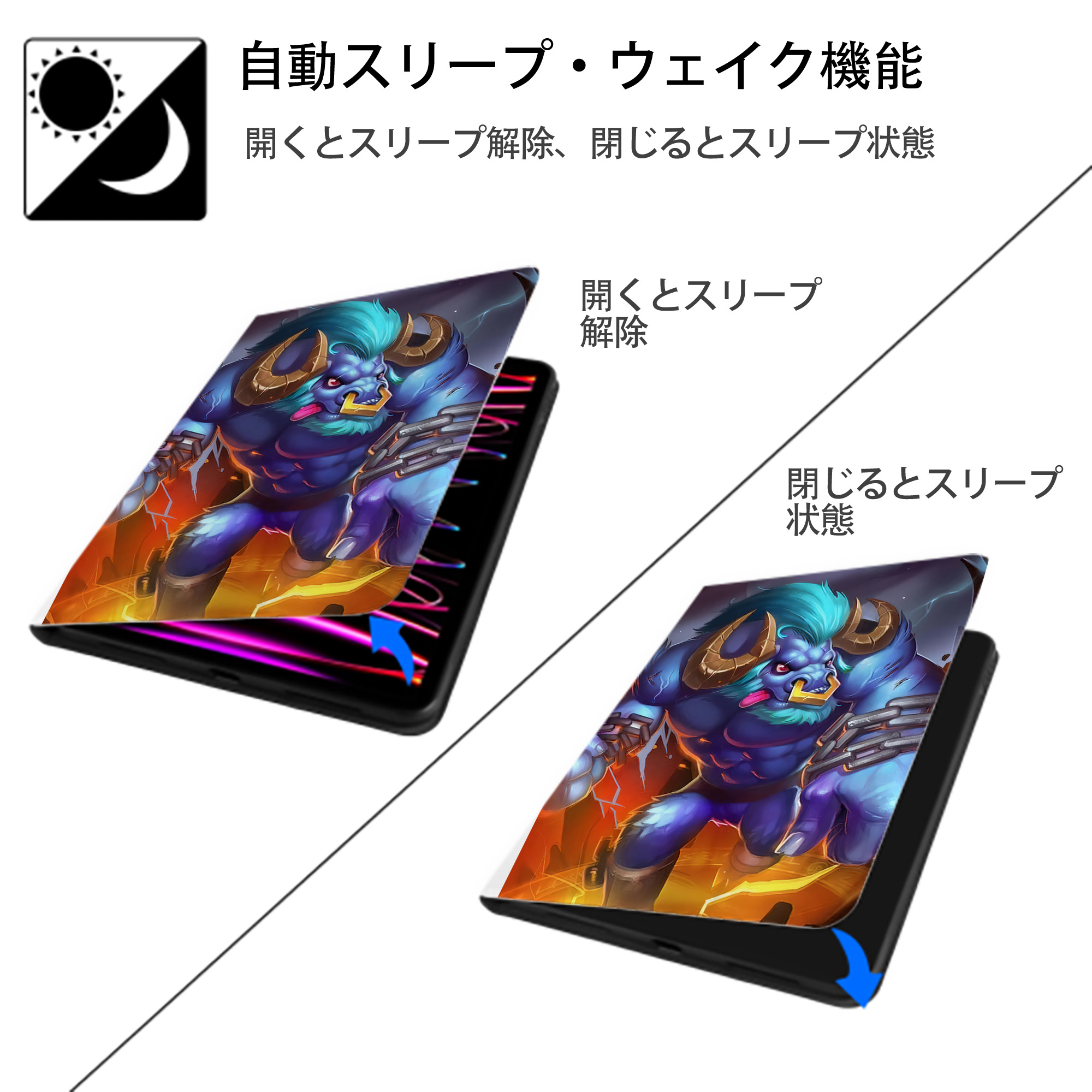 リーグ・オブ・レジェンド League of Legends LOL IPad ケース ペン収納付き 三つ折りスタンド PUレザー×シリコン 対応機種9.5/10.5/10.9インチ