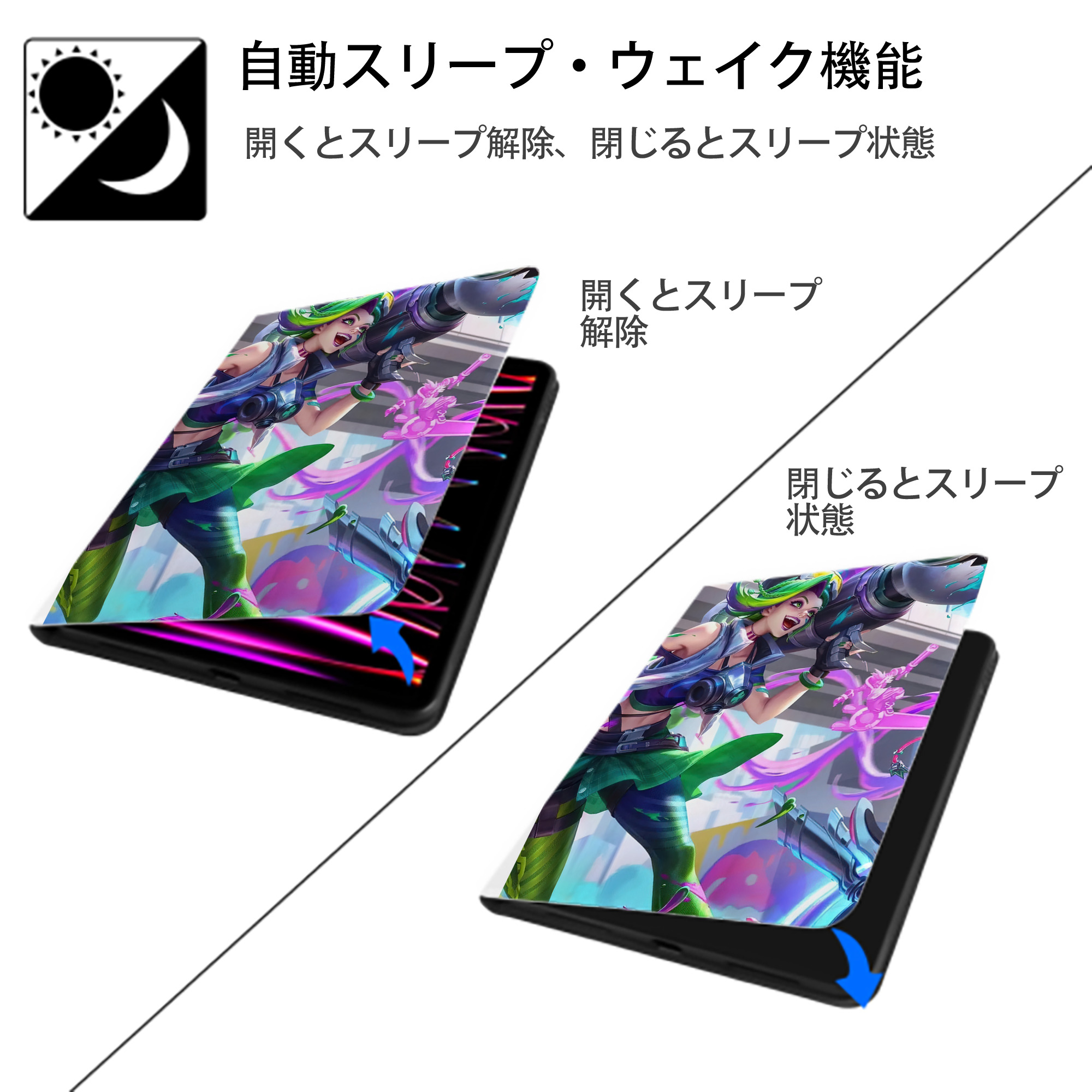 リーグ・オブ・レジェンド League of Legends LOL IPad ケース ペン収納付き 三つ折りスタンド PUレザー×シリコン 対応機種9.5/10.5/10.9インチ
