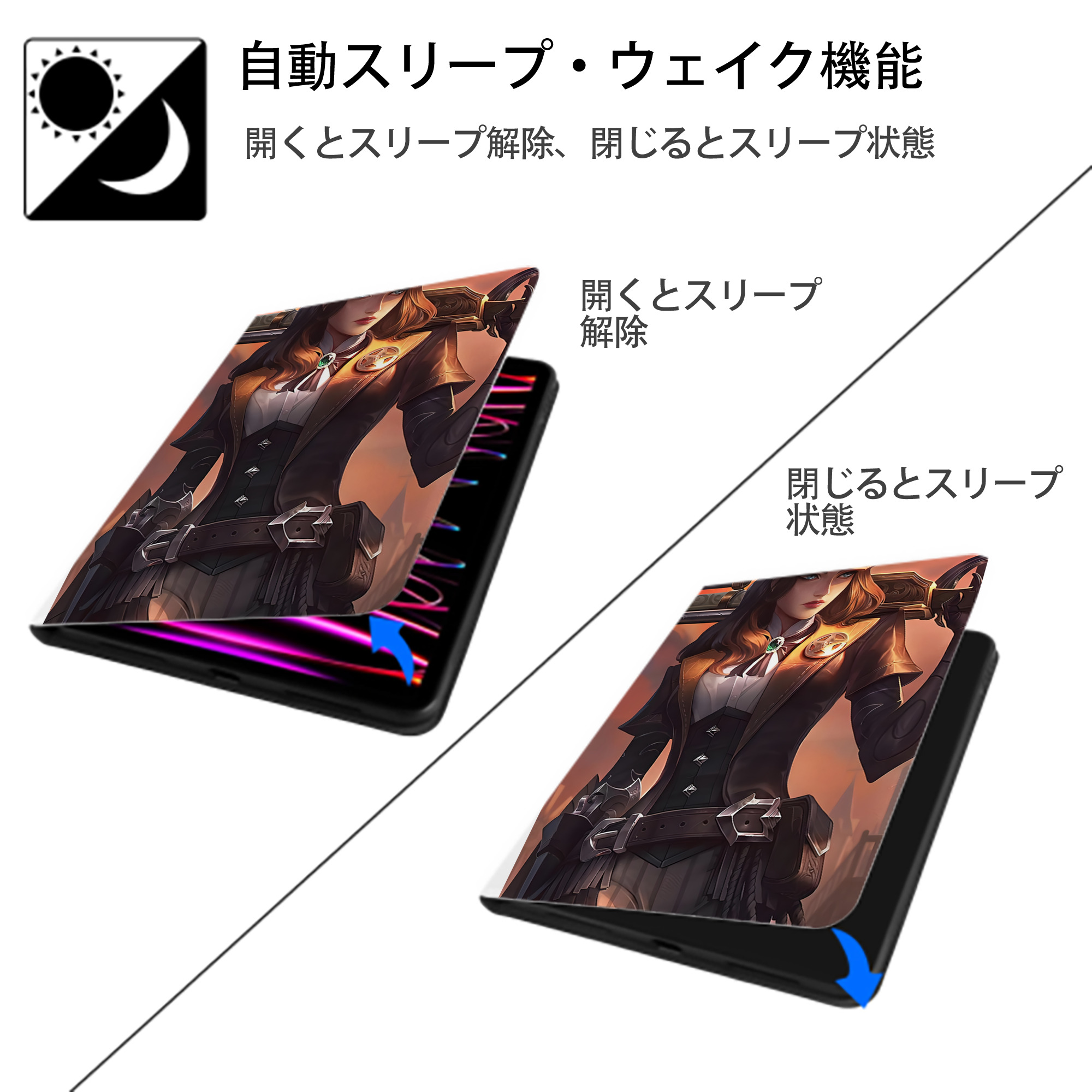 リーグ・オブ・レジェンド League of Legends LOL IPad ケース ペン収納付き 三つ折りスタンド PUレザー×シリコン 対応機種9.5/10.5/10.9インチ