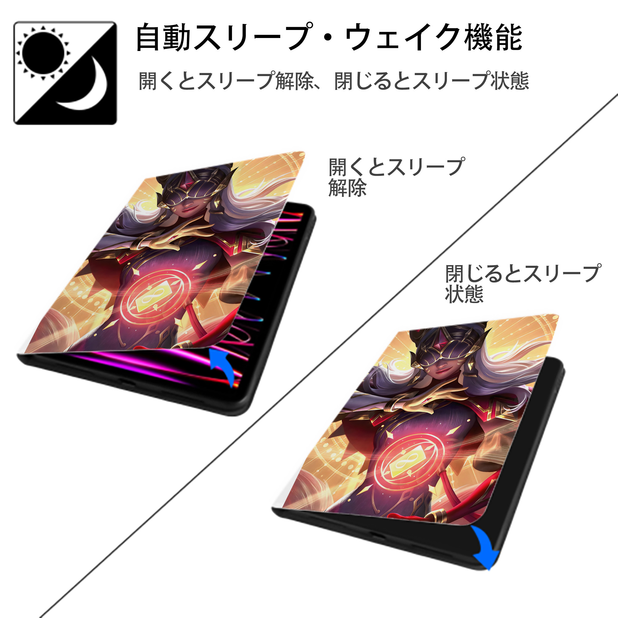 リーグ・オブ・レジェンド League of Legends LOL IPad ケース ペン収納付き 三つ折りスタンド PUレザー×シリコン 対応機種9.5/10.5/10.9インチ
