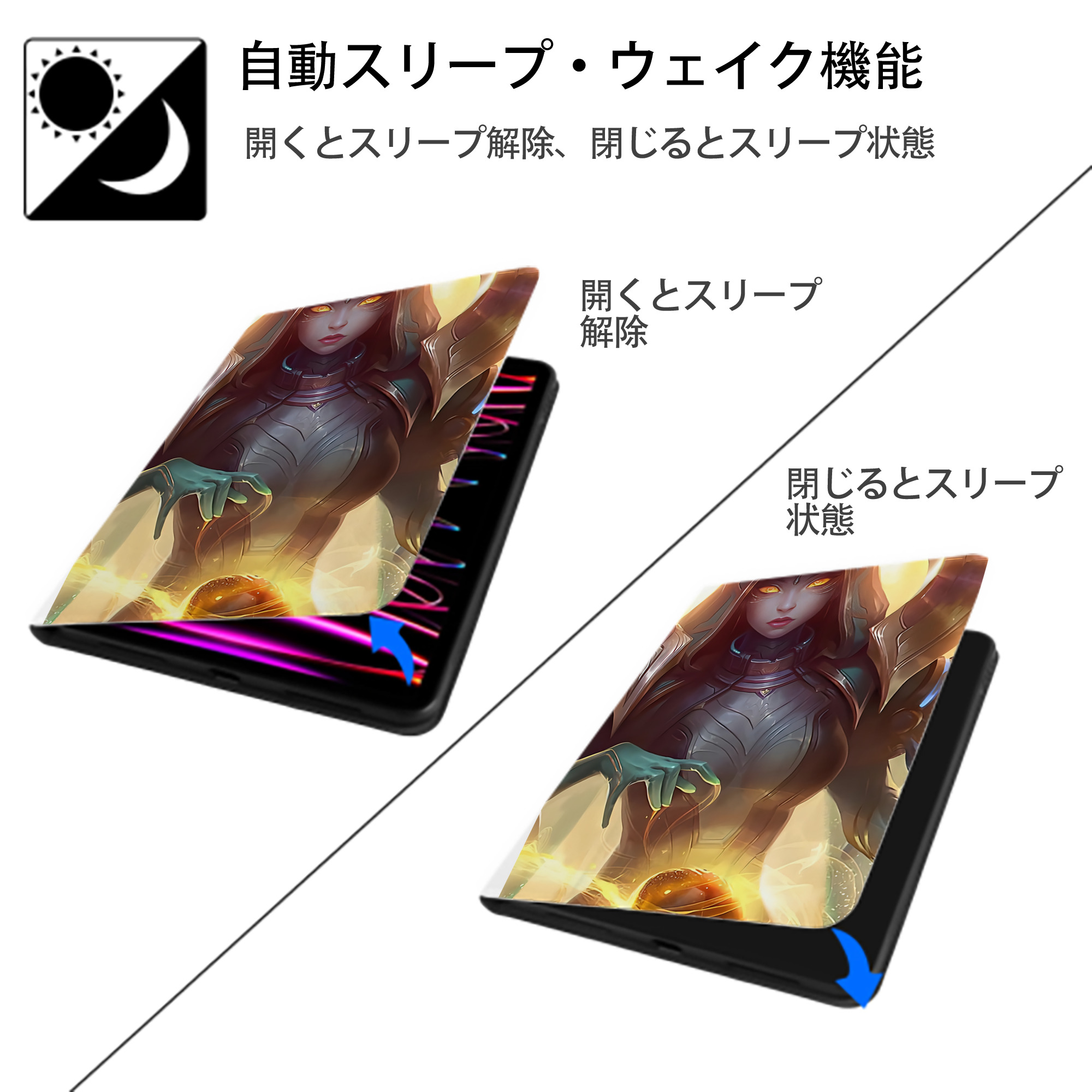 リーグ・オブ・レジェンド League of Legends LOL IPad ケース ペン収納付き 三つ折りスタンド PUレザー×シリコン 対応機種9.5/10.5/10.9インチ