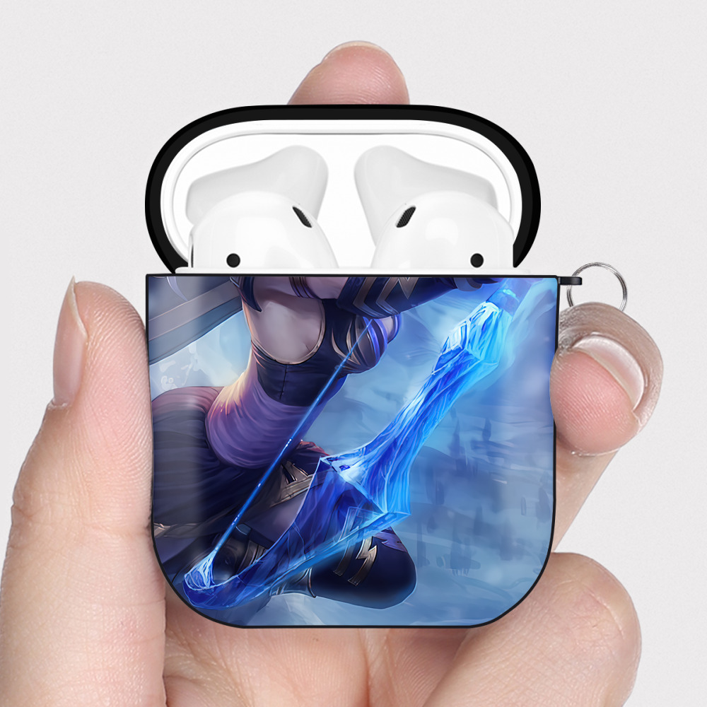 （画像用） リーグ・オブ・レジェンド League of Legends LOL AirPods 第2世代保護ケース ハードシェル ブラック 耐衝撃・防指紋・カラビナ付き