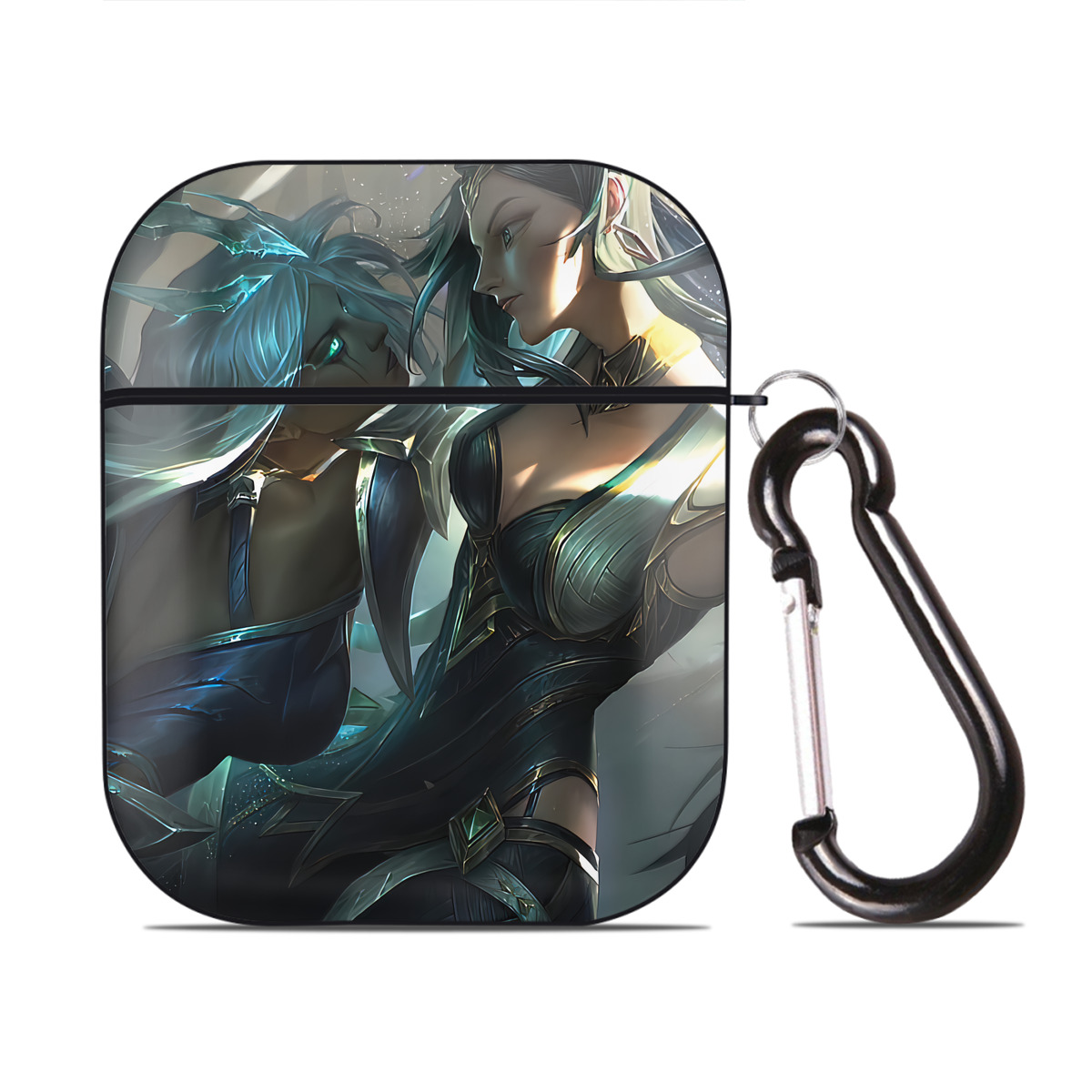 （画像用） リーグ・オブ・レジェンド League of Legends LOL AirPods 第2世代保護ケース ハードシェル ブラック 耐衝撃・防指紋・カラビナ付き