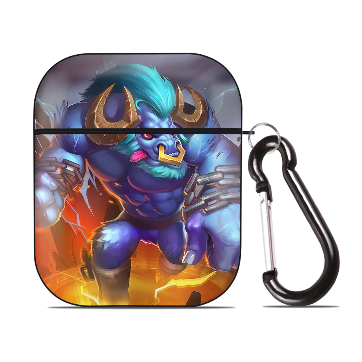 （画像用） リーグ・オブ・レジェンド League of Legends LOL AirPods 第2世代保護ケース ハードシェル ブラック 耐衝撃・防指紋・カラビナ付き