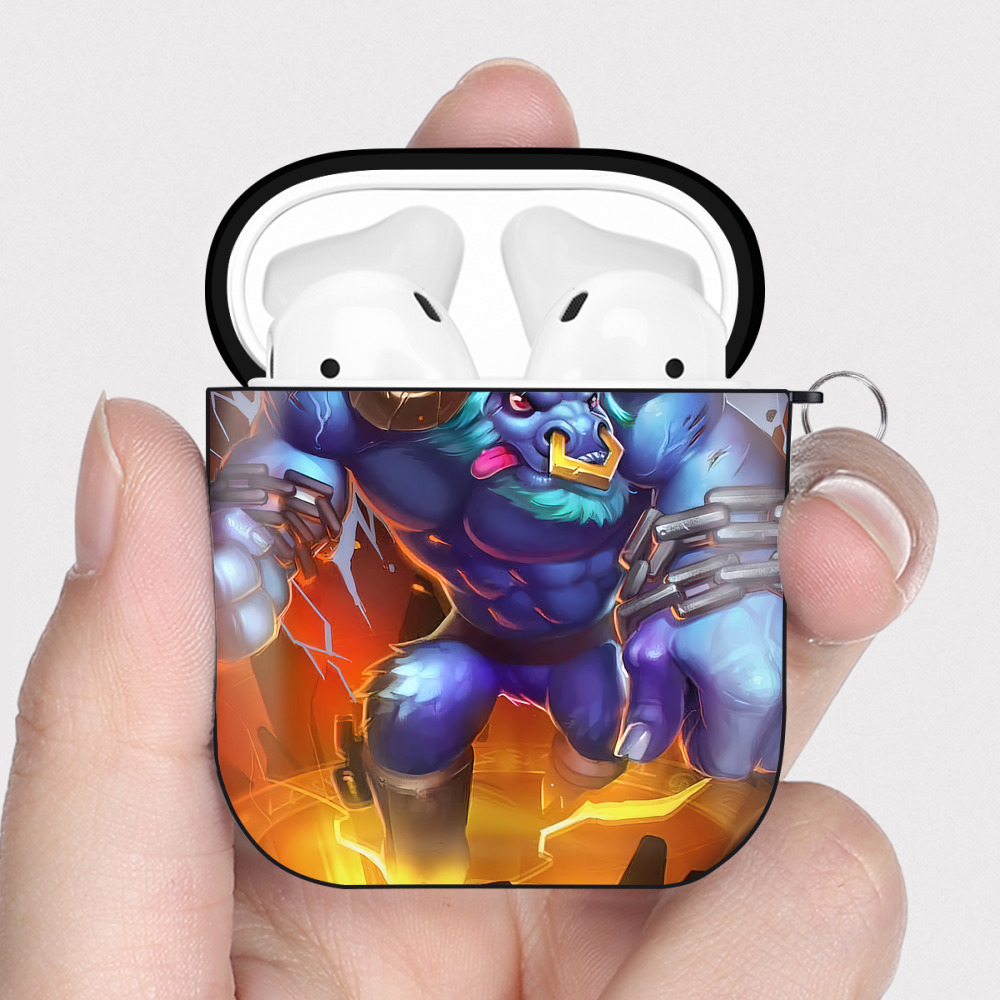 （画像用） リーグ・オブ・レジェンド League of Legends LOL AirPods 第2世代保護ケース ハードシェル ブラック 耐衝撃・防指紋・カラビナ付き