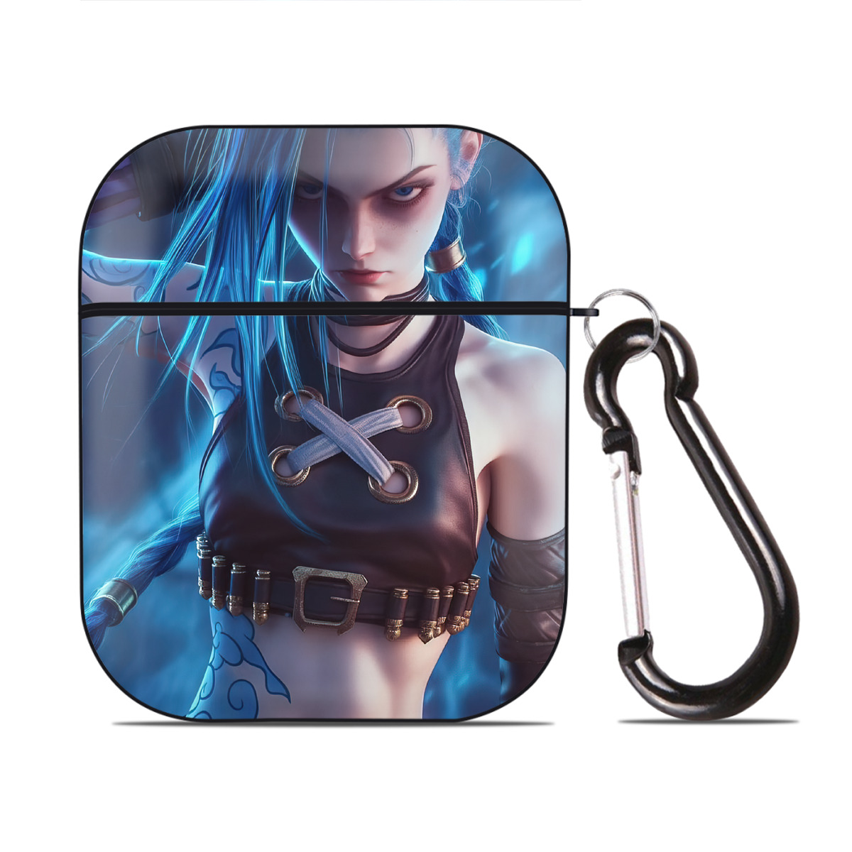 （画像用） リーグ・オブ・レジェンド League of Legends LOL AirPods 第2世代保護ケース ハードシェル ブラック 耐衝撃・防指紋・カラビナ付き