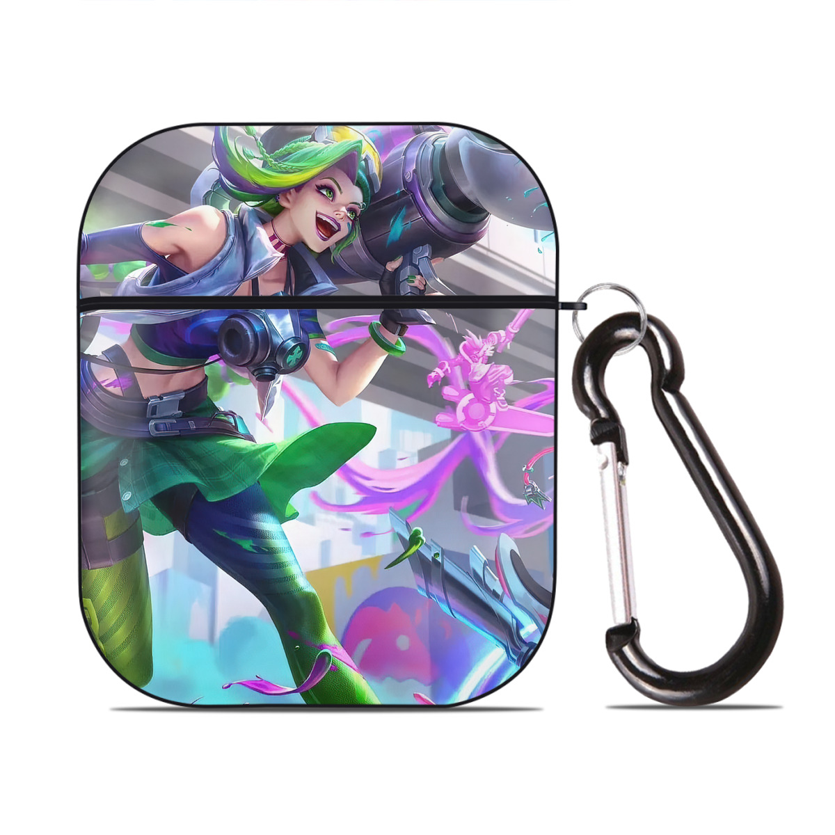 （画像用） リーグ・オブ・レジェンド League of Legends LOL AirPods 第2世代保護ケース ハードシェル ブラック 耐衝撃・防指紋・カラビナ付き