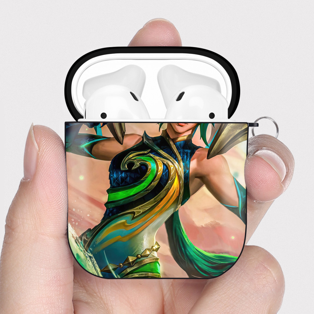 （画像用） リーグ・オブ・レジェンド League of Legends LOL AirPods 第2世代保護ケース ハードシェル ブラック 耐衝撃・防指紋・カラビナ付き