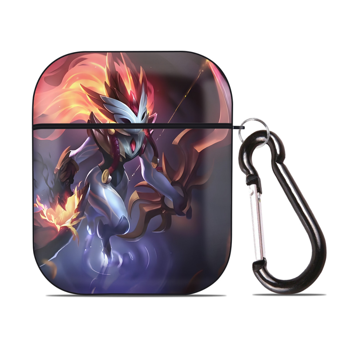 （画像用） リーグ・オブ・レジェンド League of Legends LOL AirPods 第2世代保護ケース ハードシェル ブラック 耐衝撃・防指紋・カラビナ付き