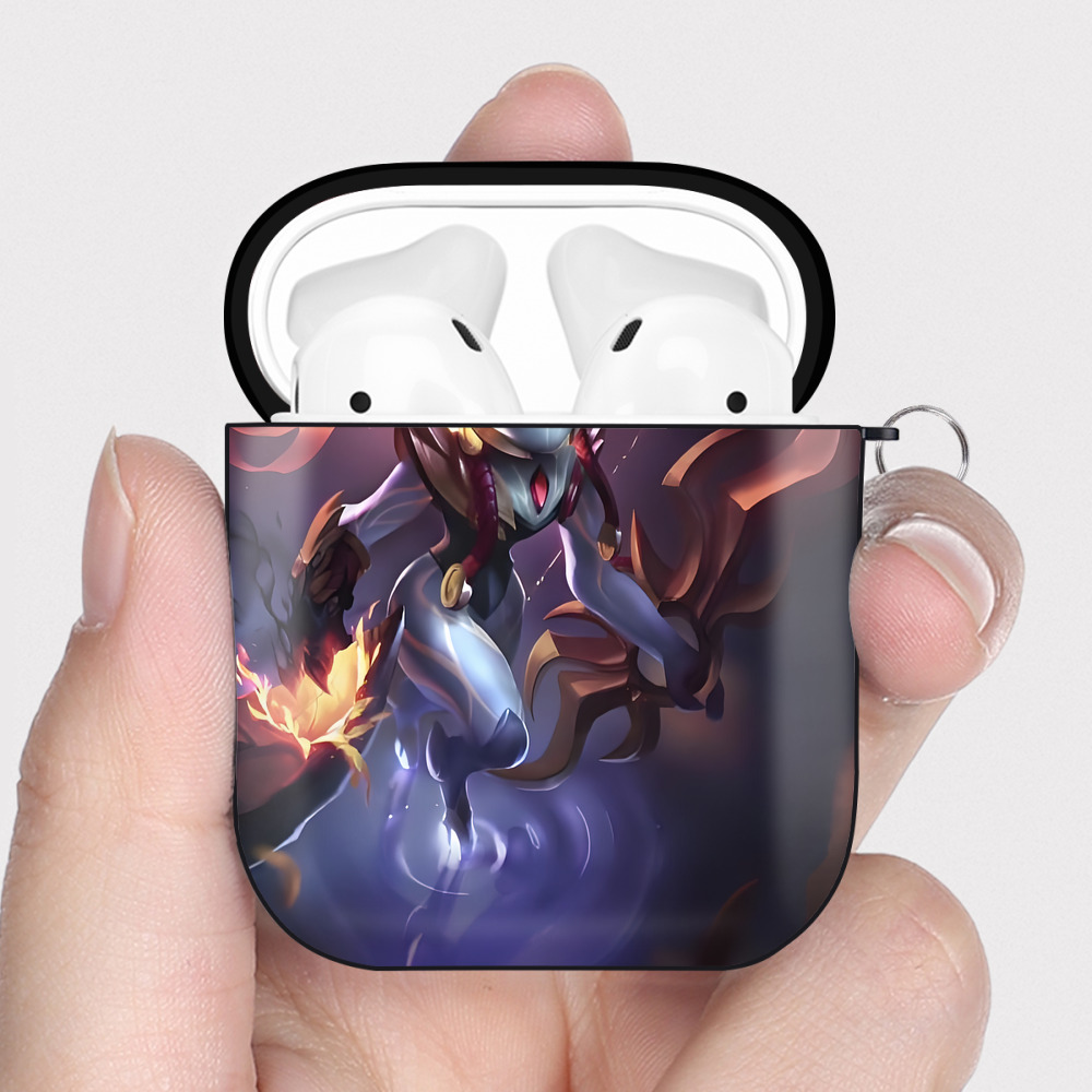 （画像用） リーグ・オブ・レジェンド League of Legends LOL AirPods 第2世代保護ケース ハードシェル ブラック 耐衝撃・防指紋・カラビナ付き