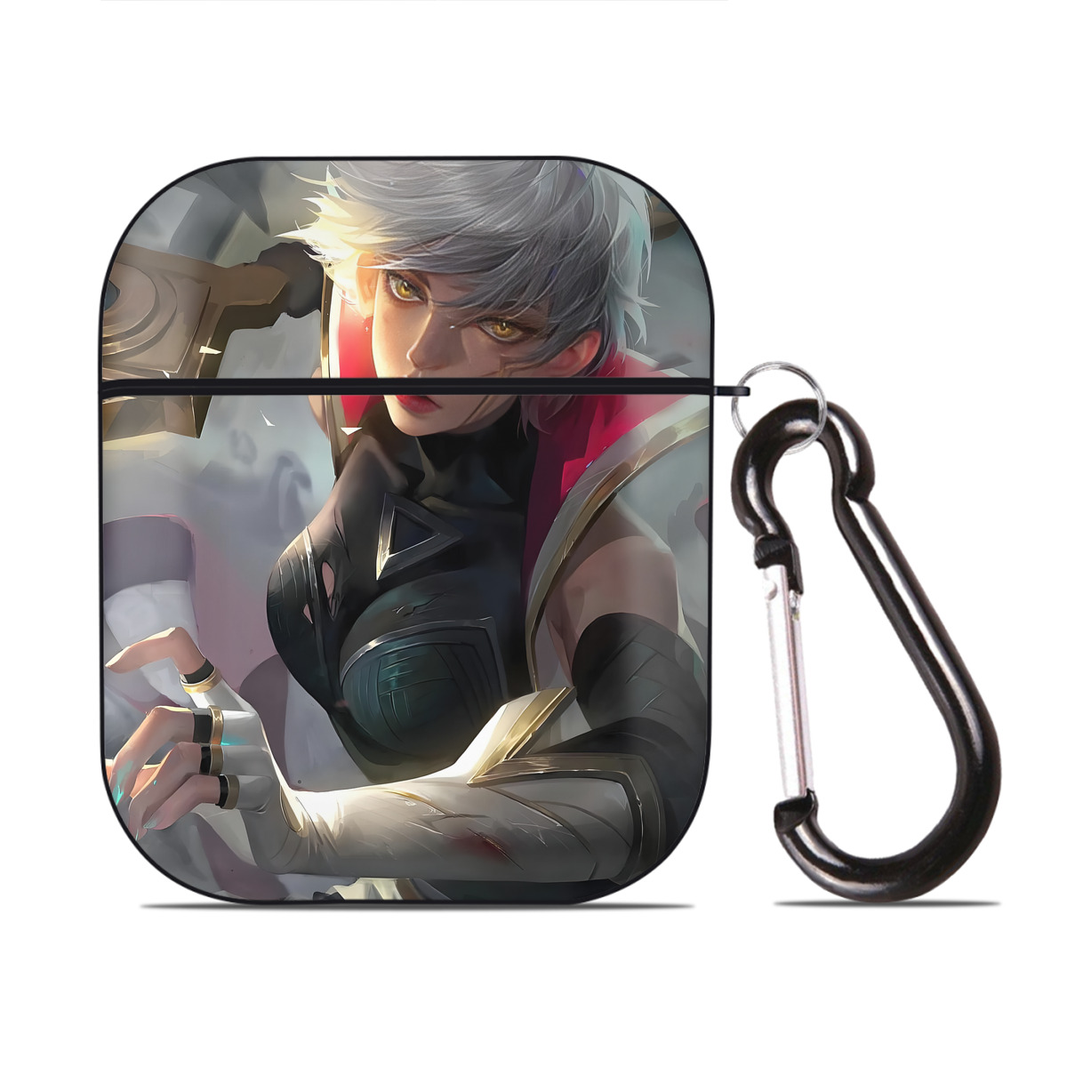 （画像用） リーグ・オブ・レジェンド League of Legends LOL AirPods 第2世代保護ケース ハードシェル ブラック 耐衝撃・防指紋・カラビナ付き