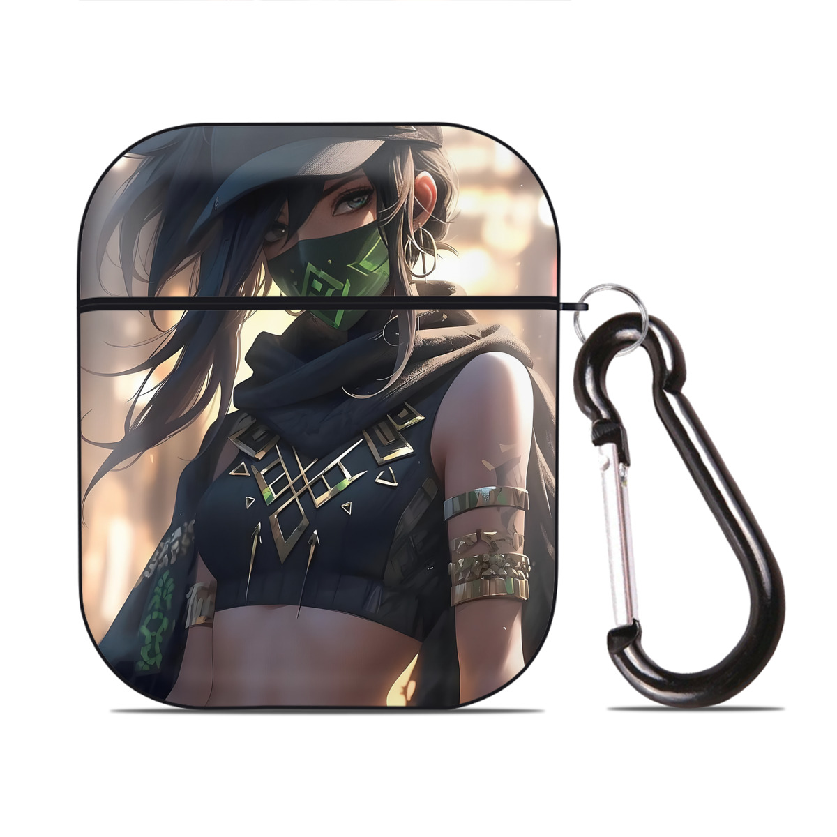 （画像用） リーグ・オブ・レジェンド League of Legends LOL AirPods 第2世代保護ケース ハードシェル ブラック 耐衝撃・防指紋・カラビナ付き