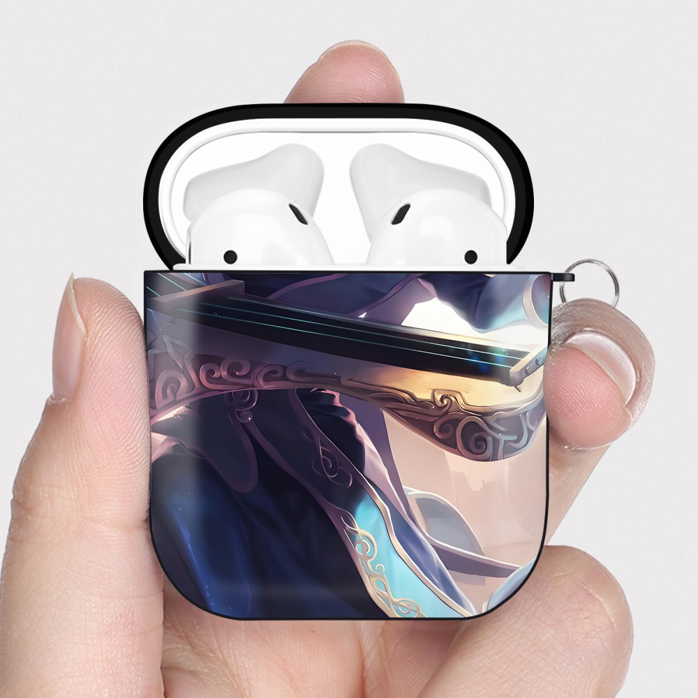 （画像用） リーグ・オブ・レジェンド League of Legends LOL AirPods 第2世代保護ケース ハードシェル ブラック 耐衝撃・防指紋・カラビナ付き