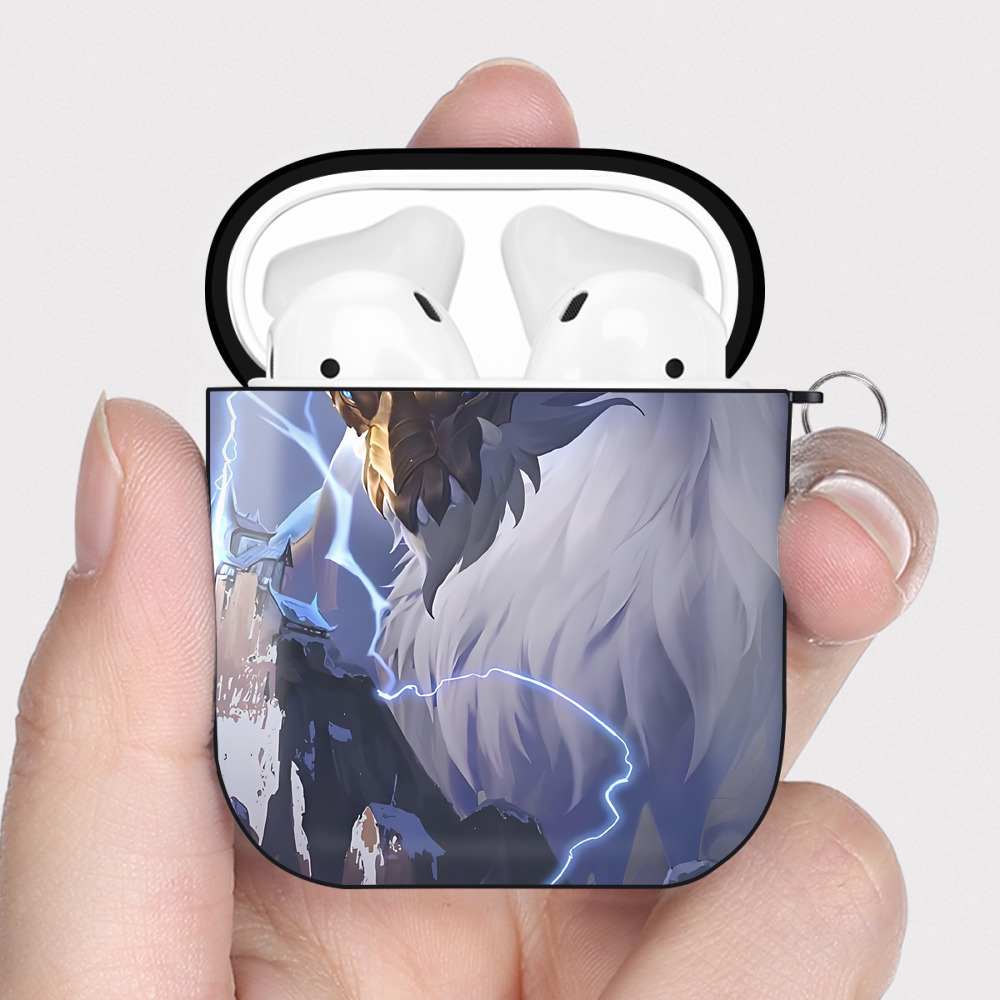 （画像用） リーグ・オブ・レジェンド League of Legends LOL AirPods 第2世代保護ケース ハードシェル ブラック 耐衝撃・防指紋・カラビナ付き