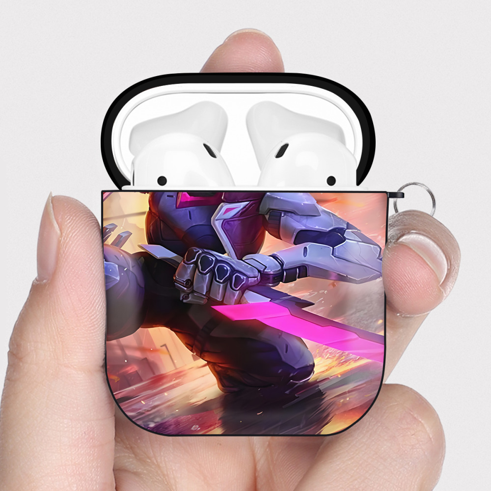 （画像用） リーグ・オブ・レジェンド League of Legends LOL AirPods 第2世代保護ケース ハードシェル ブラック 耐衝撃・防指紋・カラビナ付き