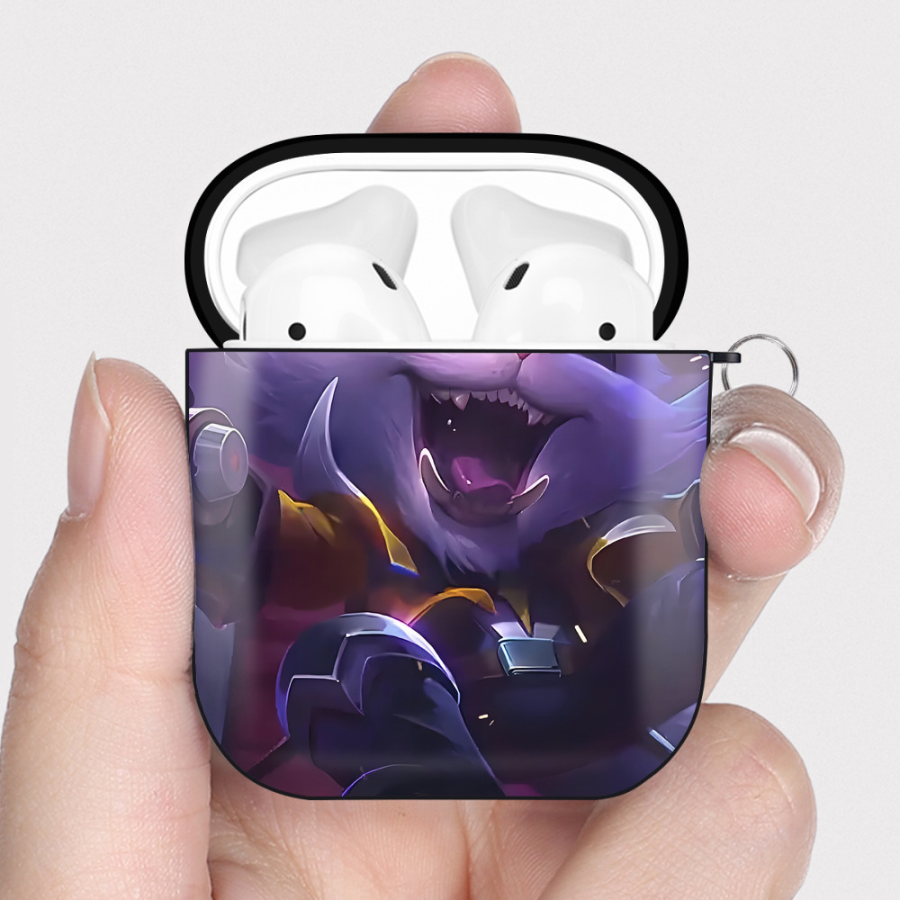 （画像用） リーグ・オブ・レジェンド League of Legends LOL AirPods 第2世代保護ケース ハードシェル ブラック 耐衝撃・防指紋・カラビナ付き