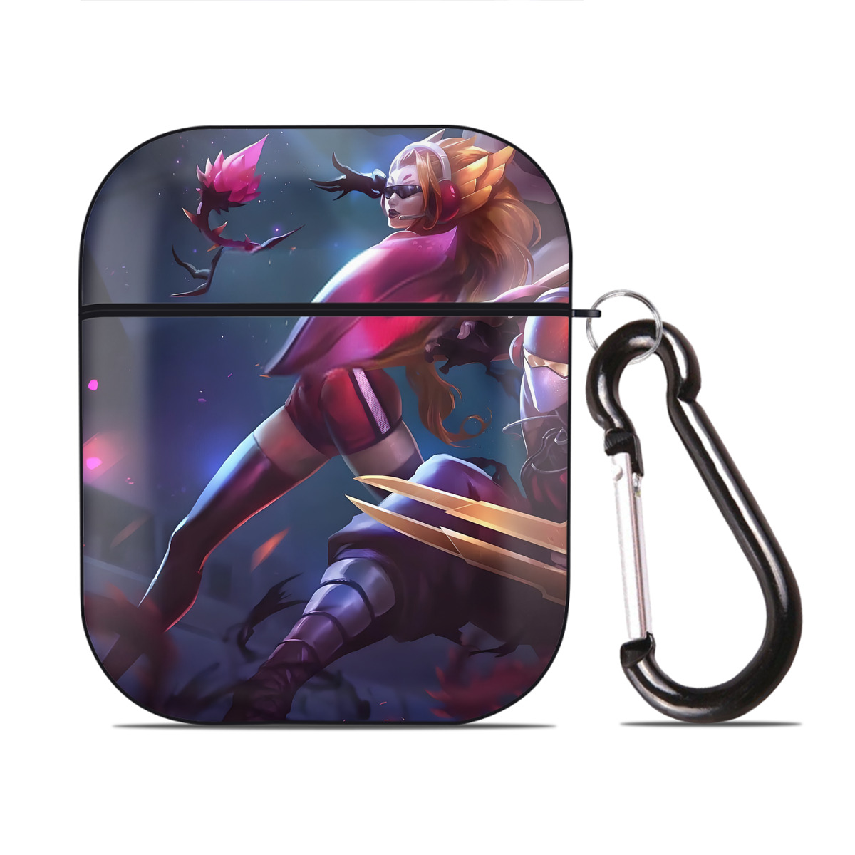 （画像用） リーグ・オブ・レジェンド League of Legends LOL AirPods 第2世代保護ケース ハードシェル ブラック 耐衝撃・防指紋・カラビナ付き