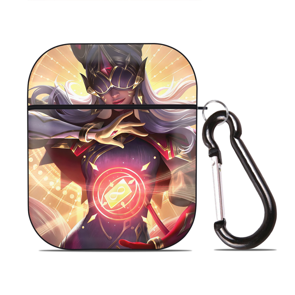 （画像用） リーグ・オブ・レジェンド League of Legends LOL AirPods 第2世代保護ケース ハードシェル ブラック 耐衝撃・防指紋・カラビナ付き