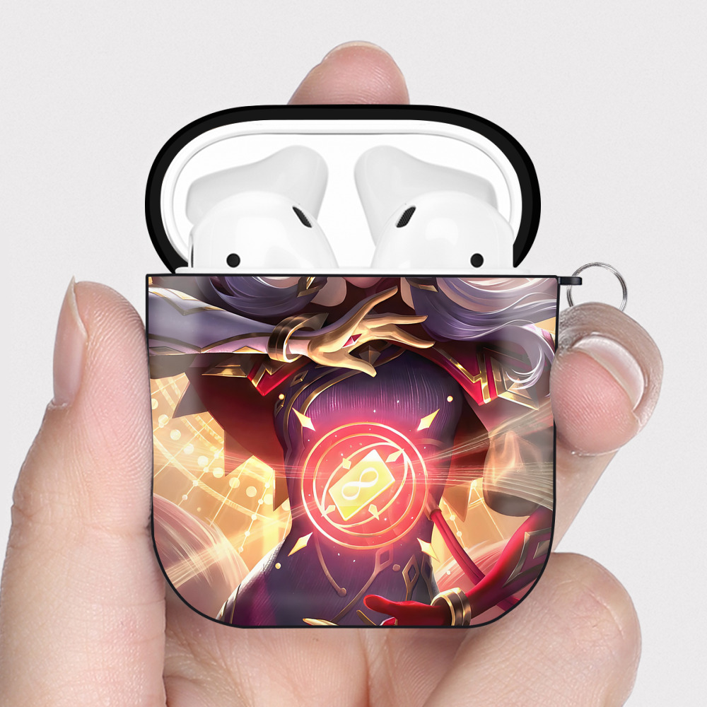 （画像用） リーグ・オブ・レジェンド League of Legends LOL AirPods 第2世代保護ケース ハードシェル ブラック 耐衝撃・防指紋・カラビナ付き