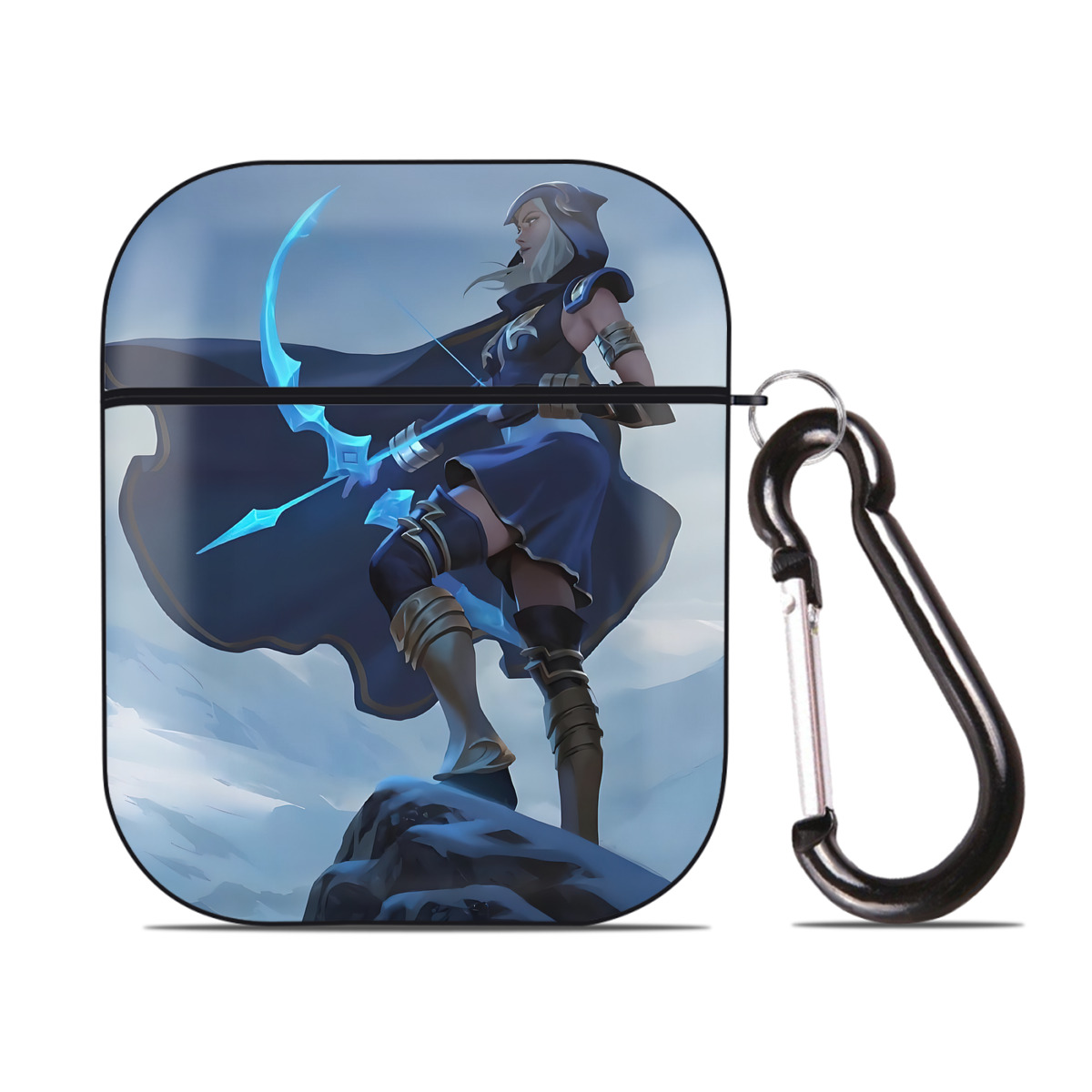 （画像用） リーグ・オブ・レジェンド League of Legends LOL AirPods 第2世代保護ケース ハードシェル ブラック 耐衝撃・防指紋・カラビナ付き