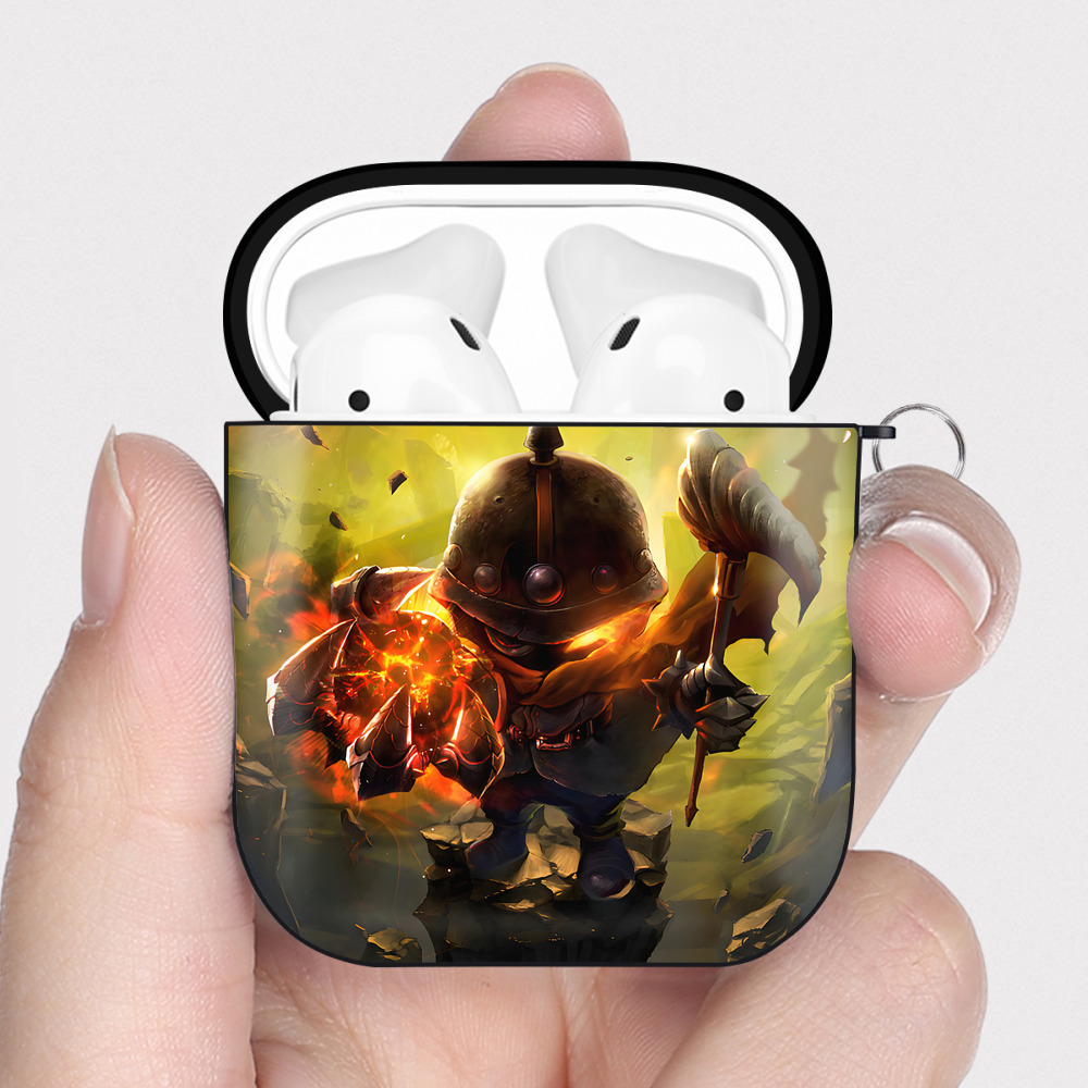 （画像用） リーグ・オブ・レジェンド League of Legends LOL AirPods 第2世代保護ケース ハードシェル ブラック 耐衝撃・防指紋・カラビナ付き