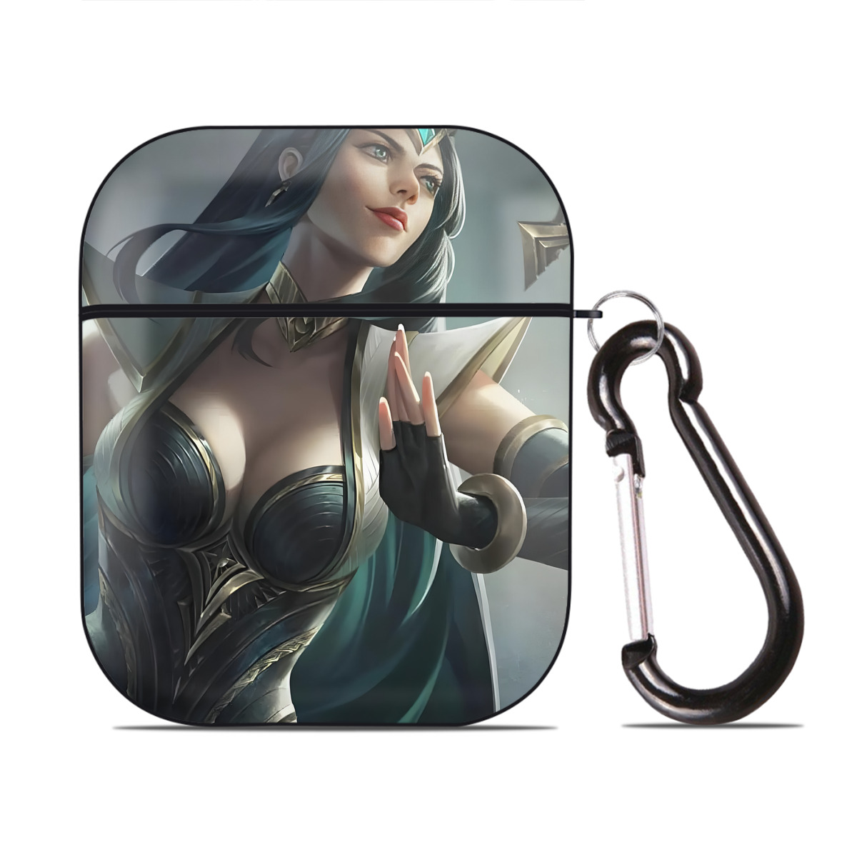 （画像用） リーグ・オブ・レジェンド League of Legends LOL AirPods 第2世代保護ケース ハードシェル ブラック 耐衝撃・防指紋・カラビナ付き